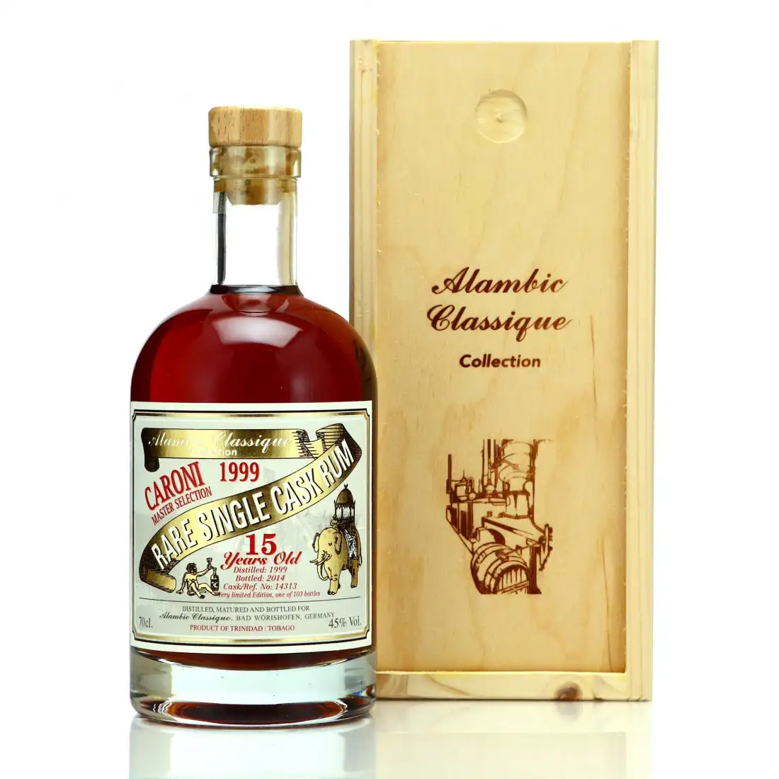 Bottle of Alambic Caroni Rare Single Cask Rum Premium Cask 1999
