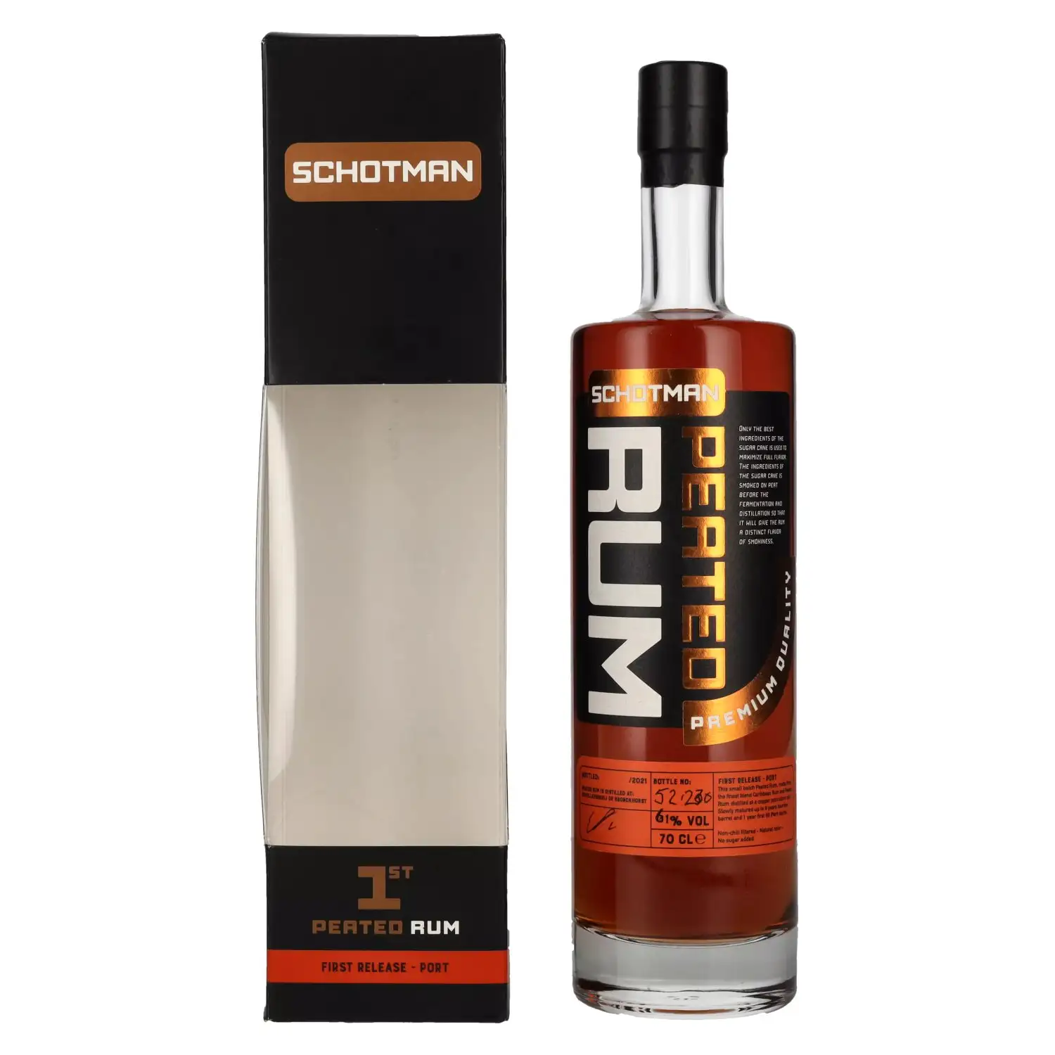 Bottle of Schotman’s Barrel Selection Peated Rum Port Finish