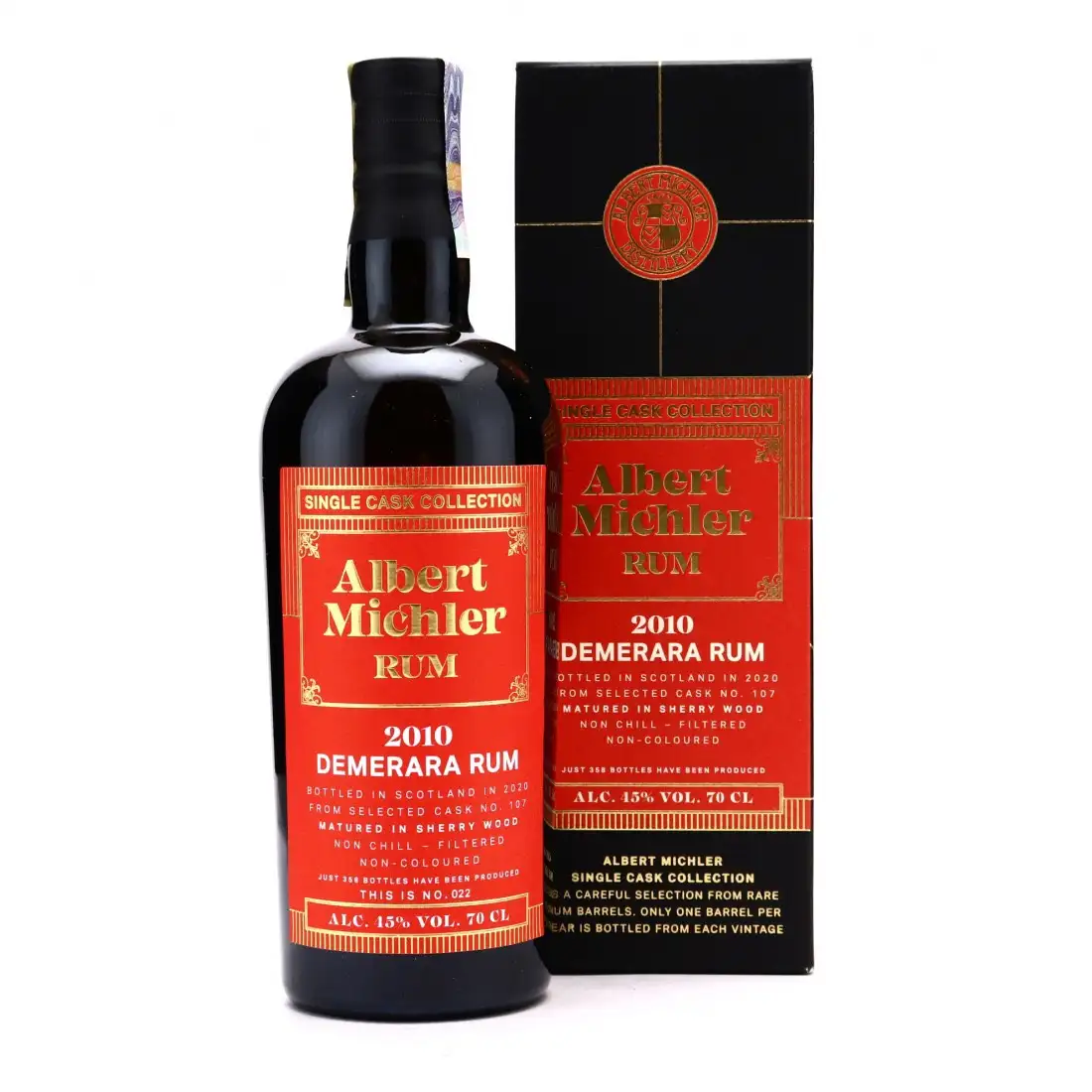 Bottle of Albert Michler Distillery Diamond Demerara 2010