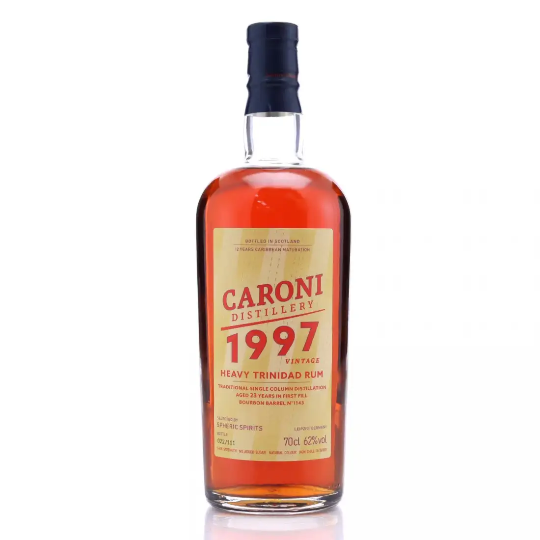 Bottle of Spheric Spirits Caroni Heavy Trinidad Rum HTR 1997