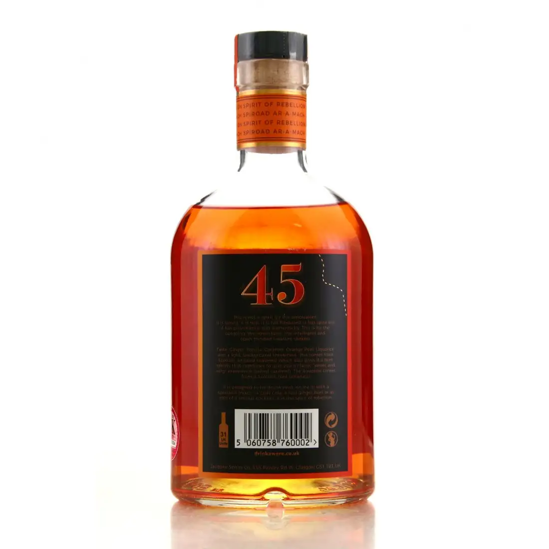 Hochauflösendes Bild von The Jacobite Spirit Co The 45 Scottish Spiced Rum 2020