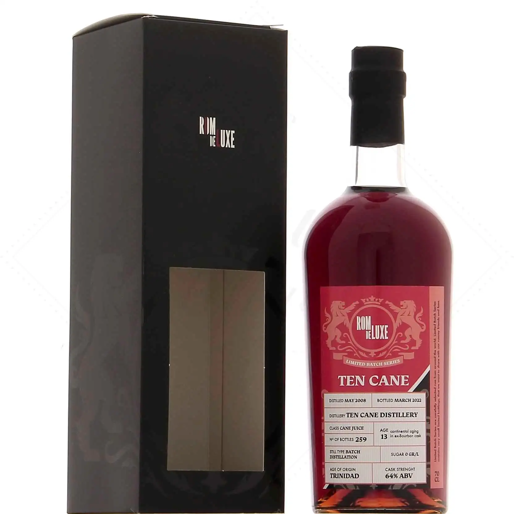 Bottle of Romdeluxe Ten Cane Limited Batch Series 2008