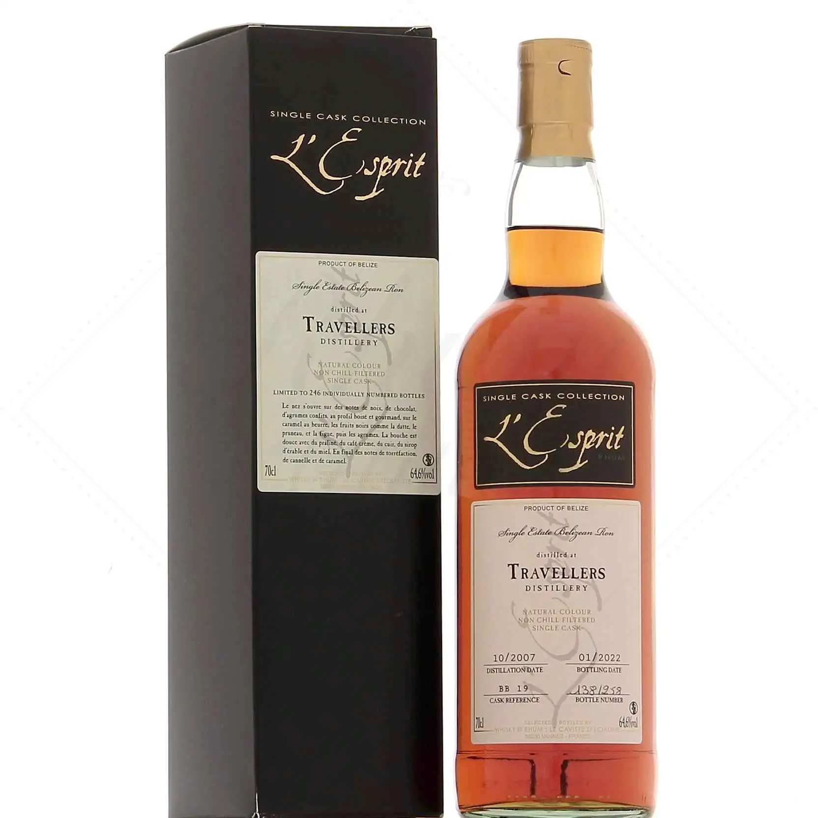 Bottle of Whisky & Rhum Travellers L‘Esprit 2007