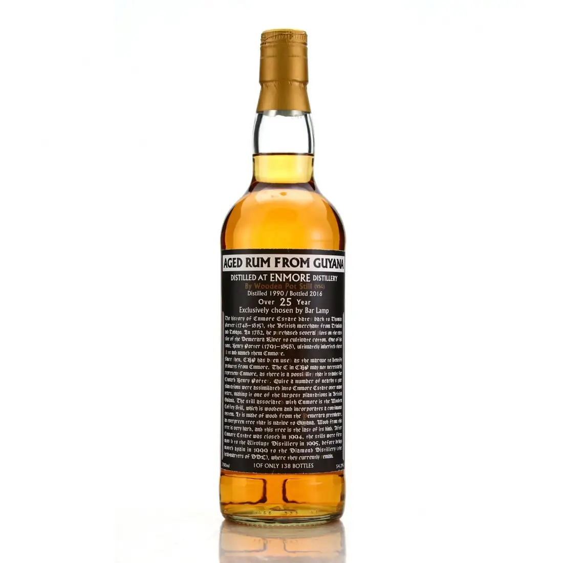 Bottle of Enmore Aged Rum From Guyana (Bar Lamp) VSG 1990