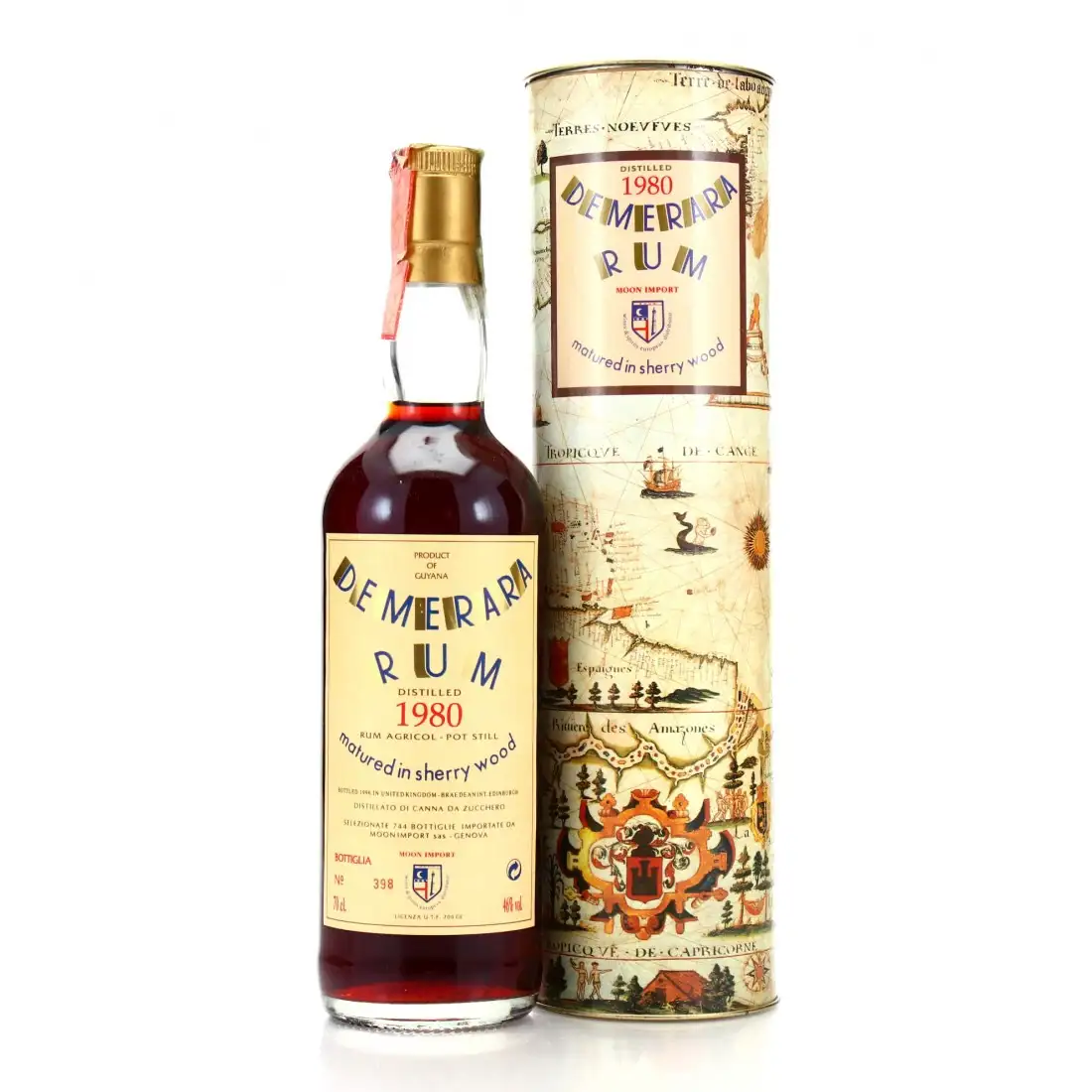 Hochauflösendes Bild von Moon Import Demerara Rum matured in sherry wood 1980