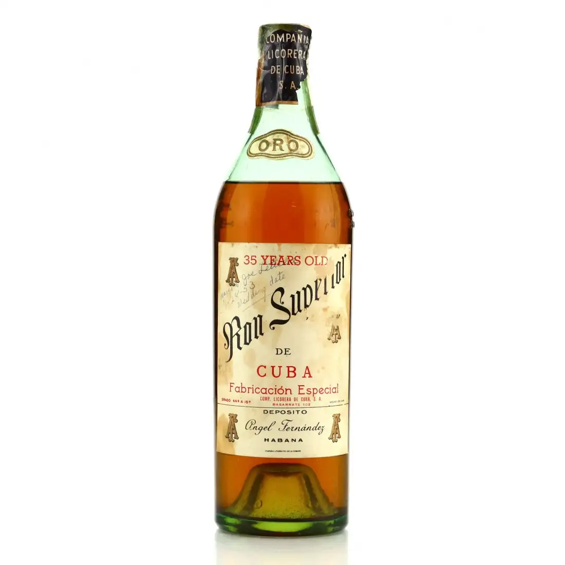 Bottle of Comp. Licorera de Cuba Oro Ron Superior de Cuba (1950s)