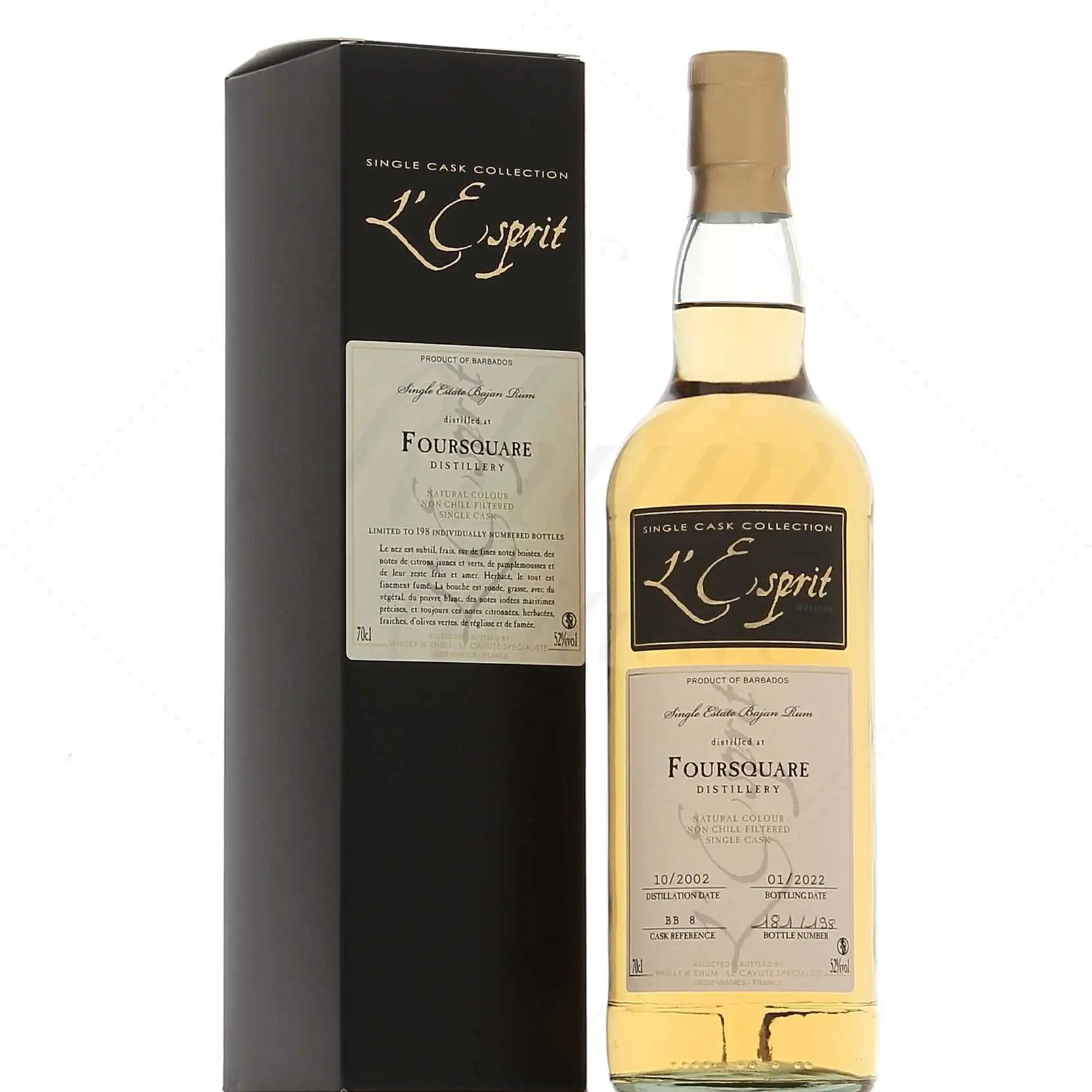 Bottle of Whisky & Rum Foursquare L’Esprit 2002