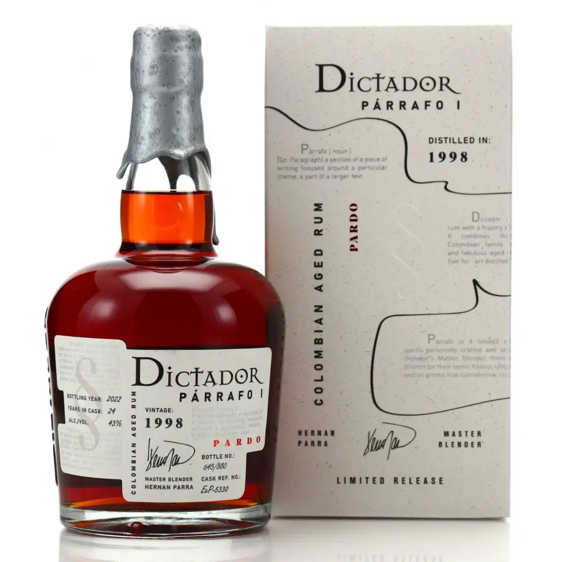 Bottle of Dictador Párrafo I Pardo 1998