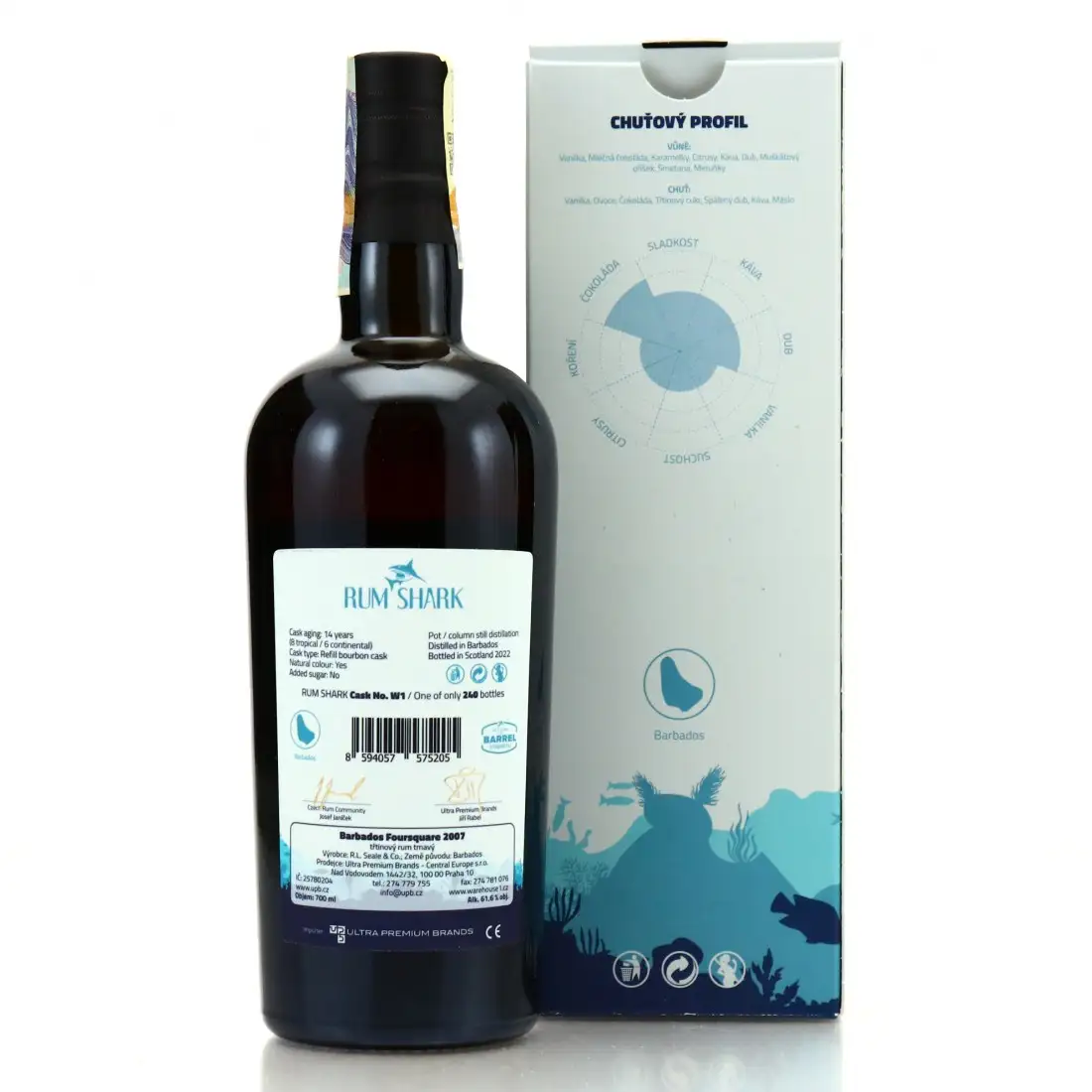 Hochauflösendes Bild von Rum Shark Foursquare Barbados Single Cask Selection 2007