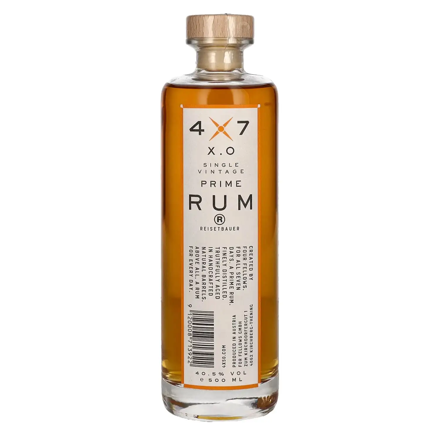 Bottle of 4X7 X.O Single Vintage Prime Rum