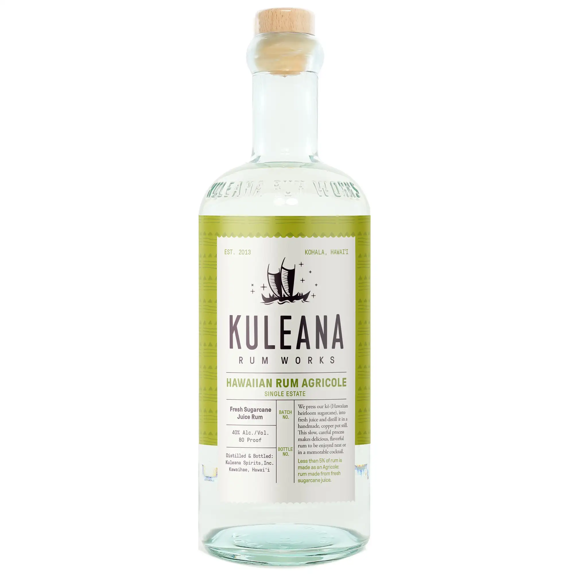 Bottle of Kuleana Spirits, Inc. Hawaiian Rum Agricole Single Estate