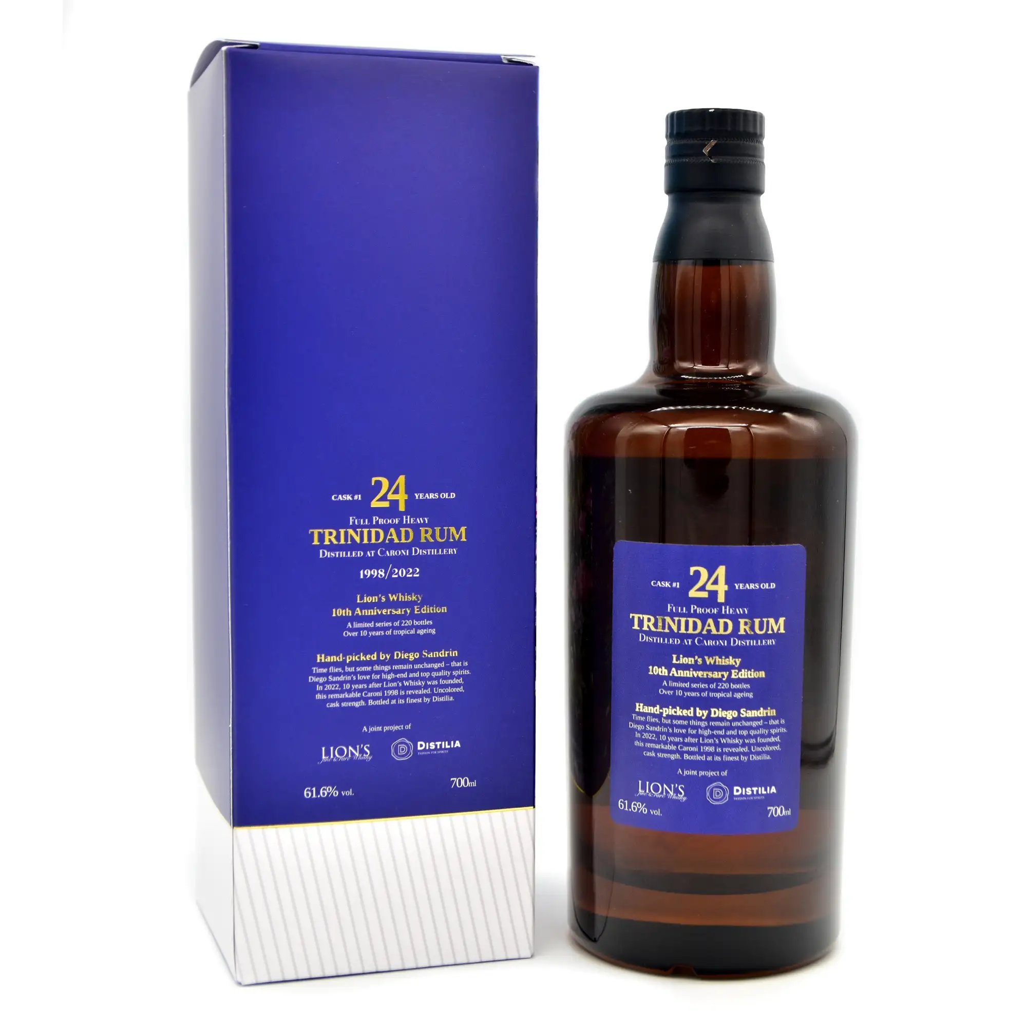 Hochauflösendes Bild von Distilia Caroni Lion’s Whisky (10th Anniversary Edition) Heavy Trinidad Rum 1998