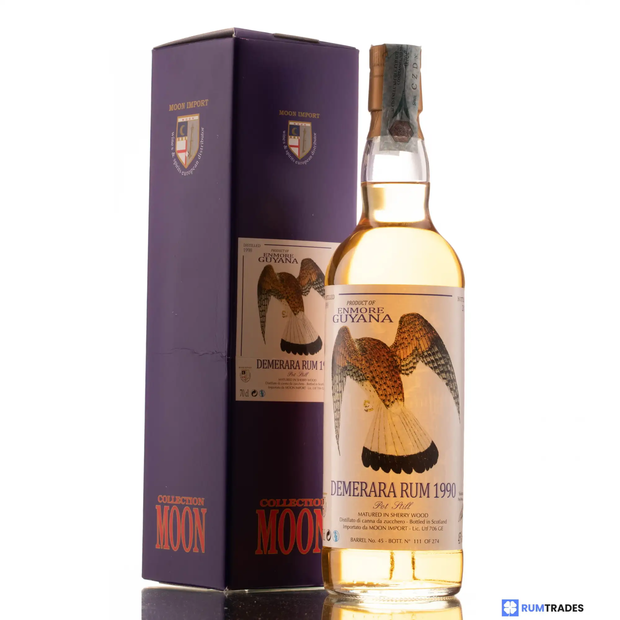 Hochauflösendes Bild von Moon Import Enmore Demerara Rum 1990