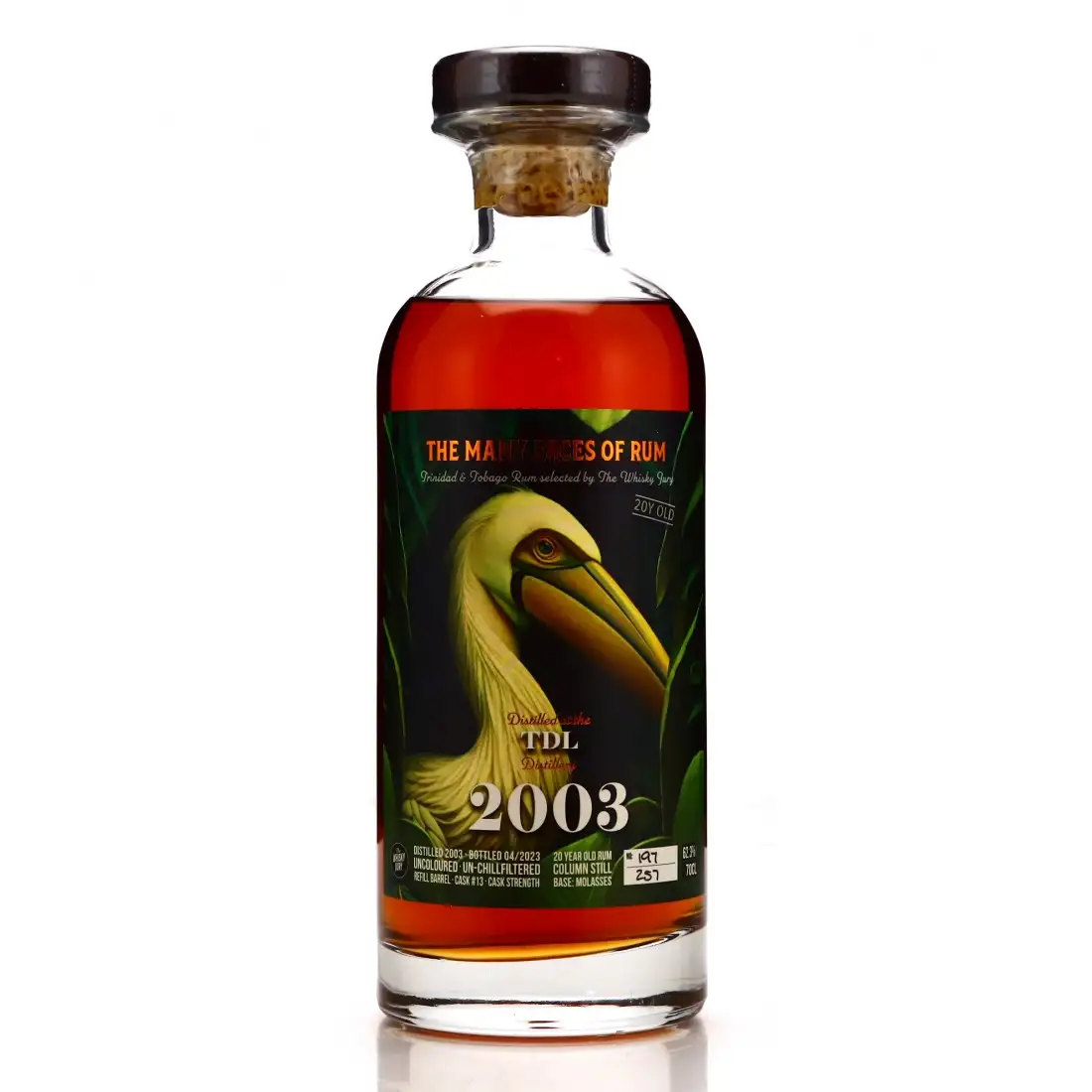 Bottle of The Whisky Jury T.D.L The Manu face of rums Trinidad Rum 2003