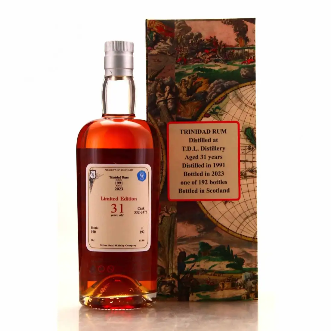 Hochauflösendes Bild von Silver Seal T.D.L Trinidad Rum 1991