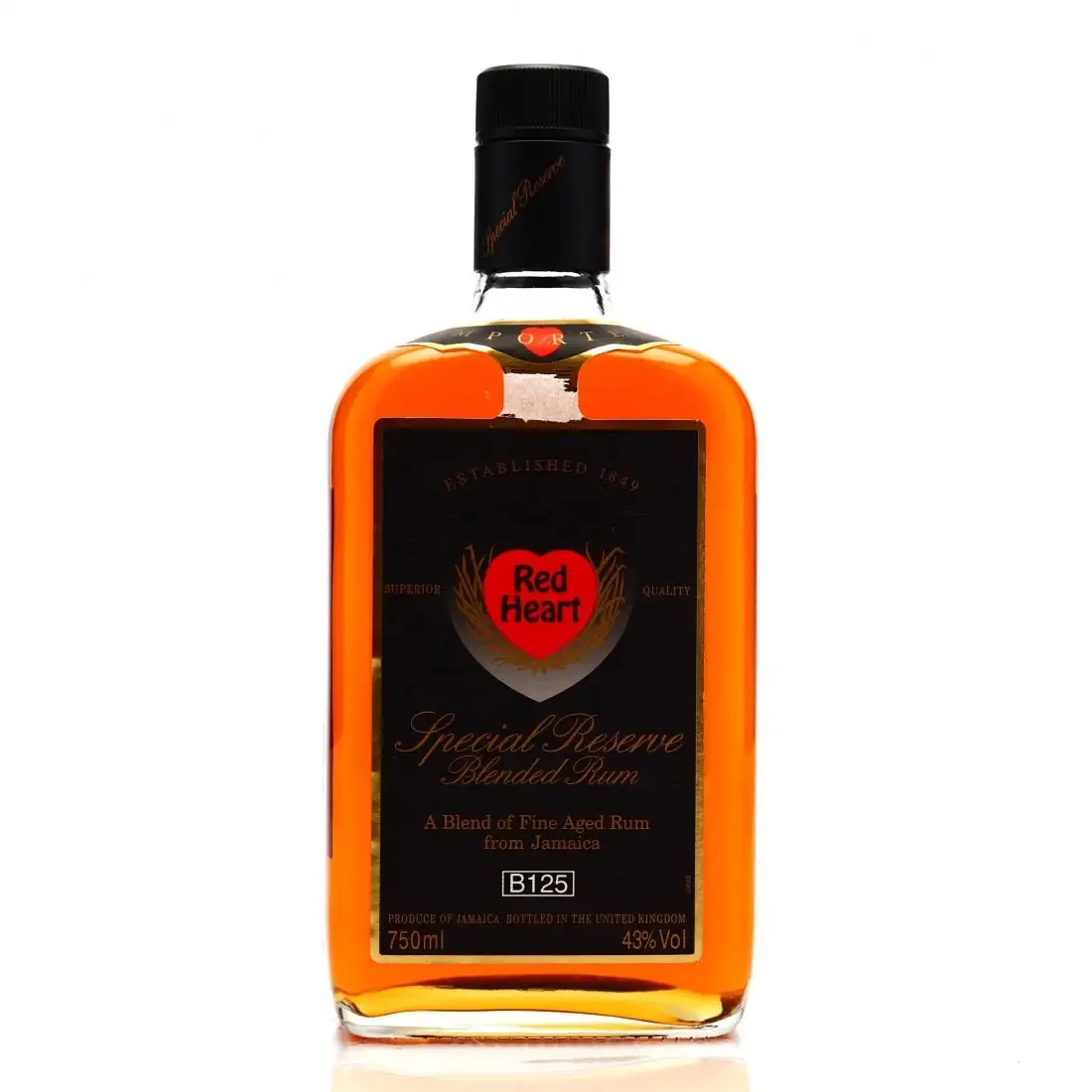 Bottle of United Rum Merchants Ltd. Red Heart Special Reserve