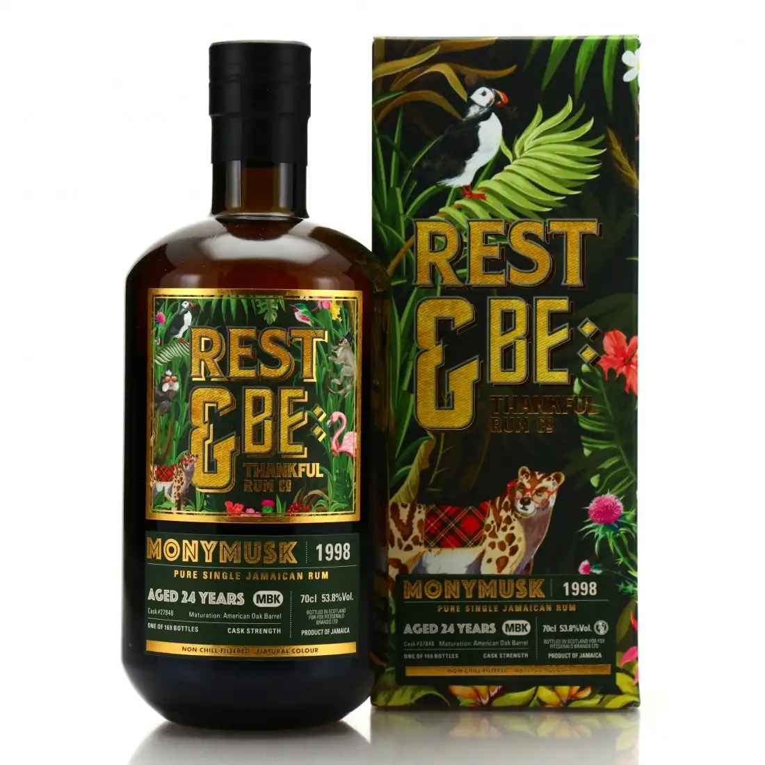 Bottle of Rest & Be Thankful Clarendon Pure Single Jamaican Rum MBK 1998