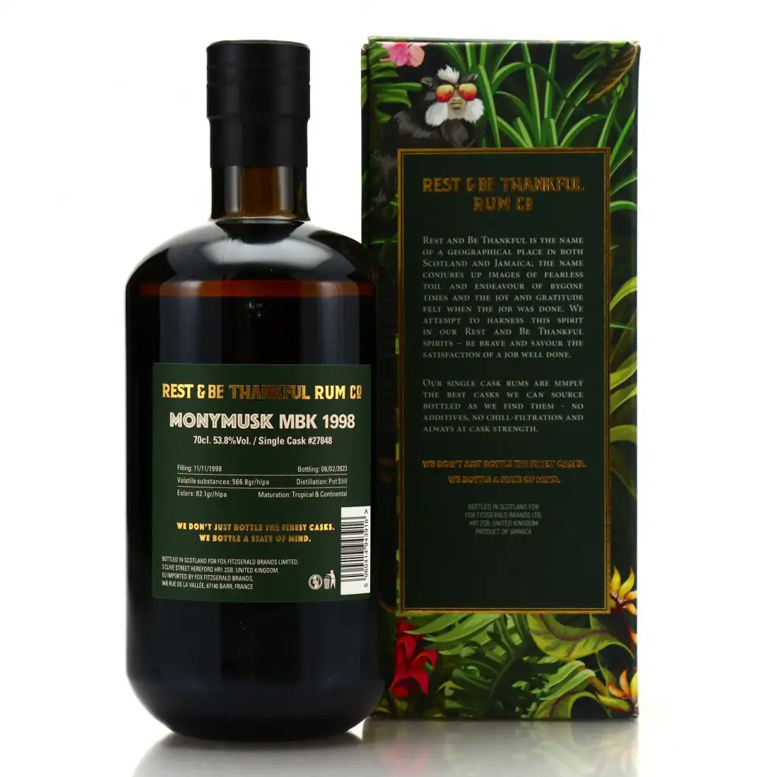 Hochauflösendes Bild von Rest &amp; Be Thankful Clarendon Pure Single Jamaican Rum MBK 1998