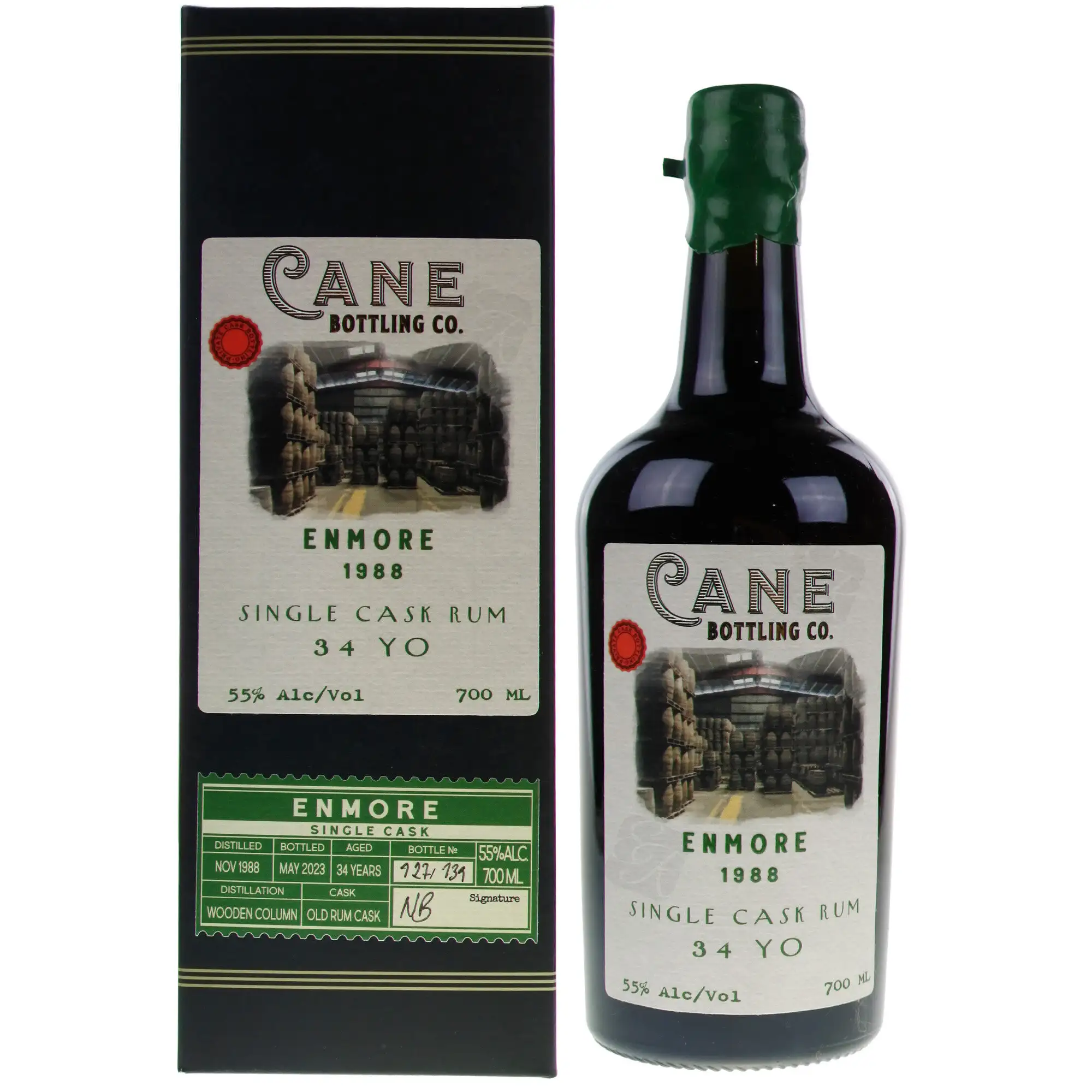 Bottle of Cane Rum Bottling Company Enmore Single Cask Rum 1988