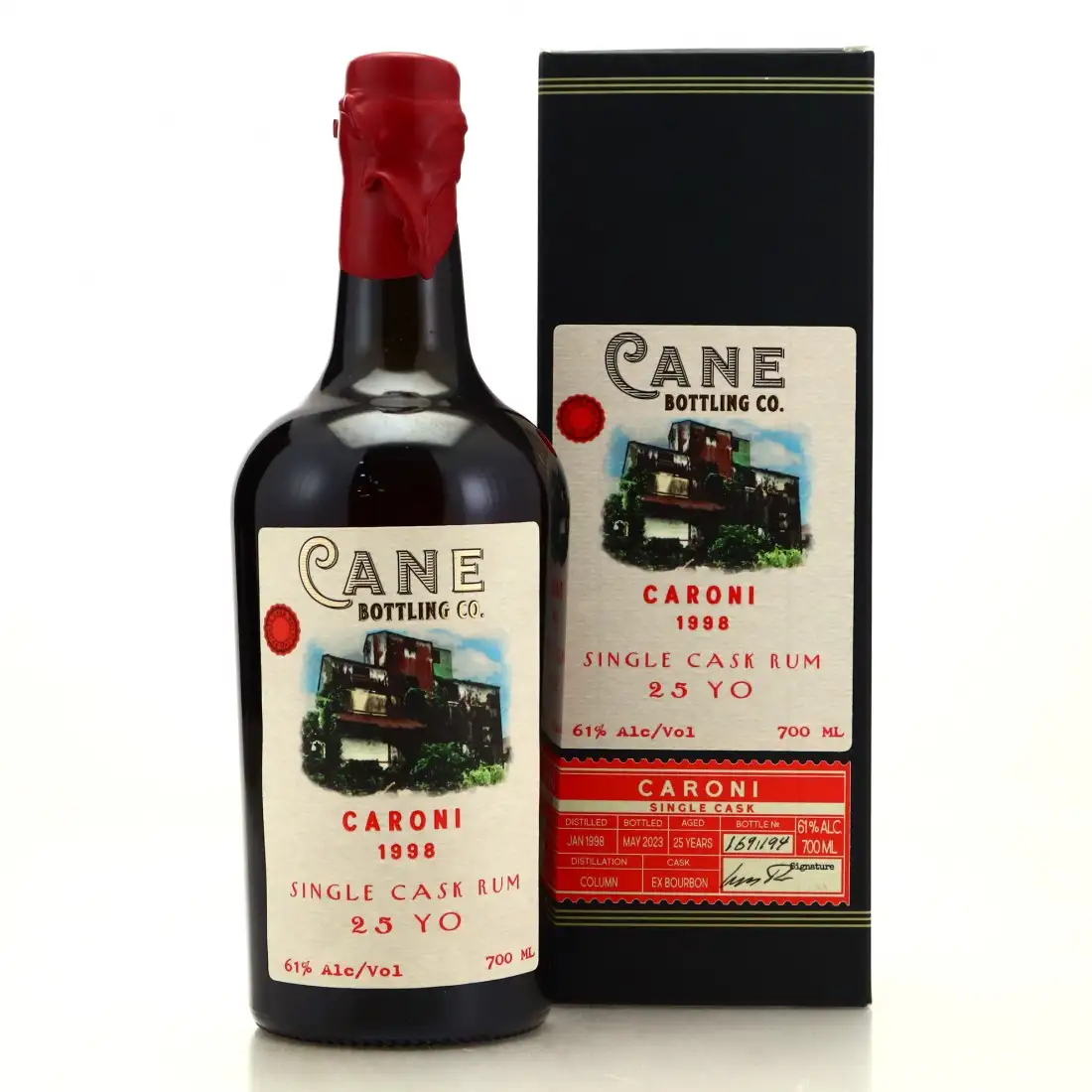 Bottle of Cane Rum Bottling Company Caroni Single Cask Rum 1998