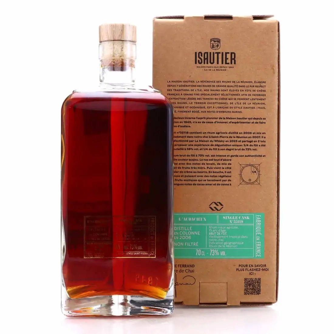 Hochauflösendes Bild von Isautier L’Audacieux Rhum Vieux Agricole - Brut de fût (LMDW) 2006