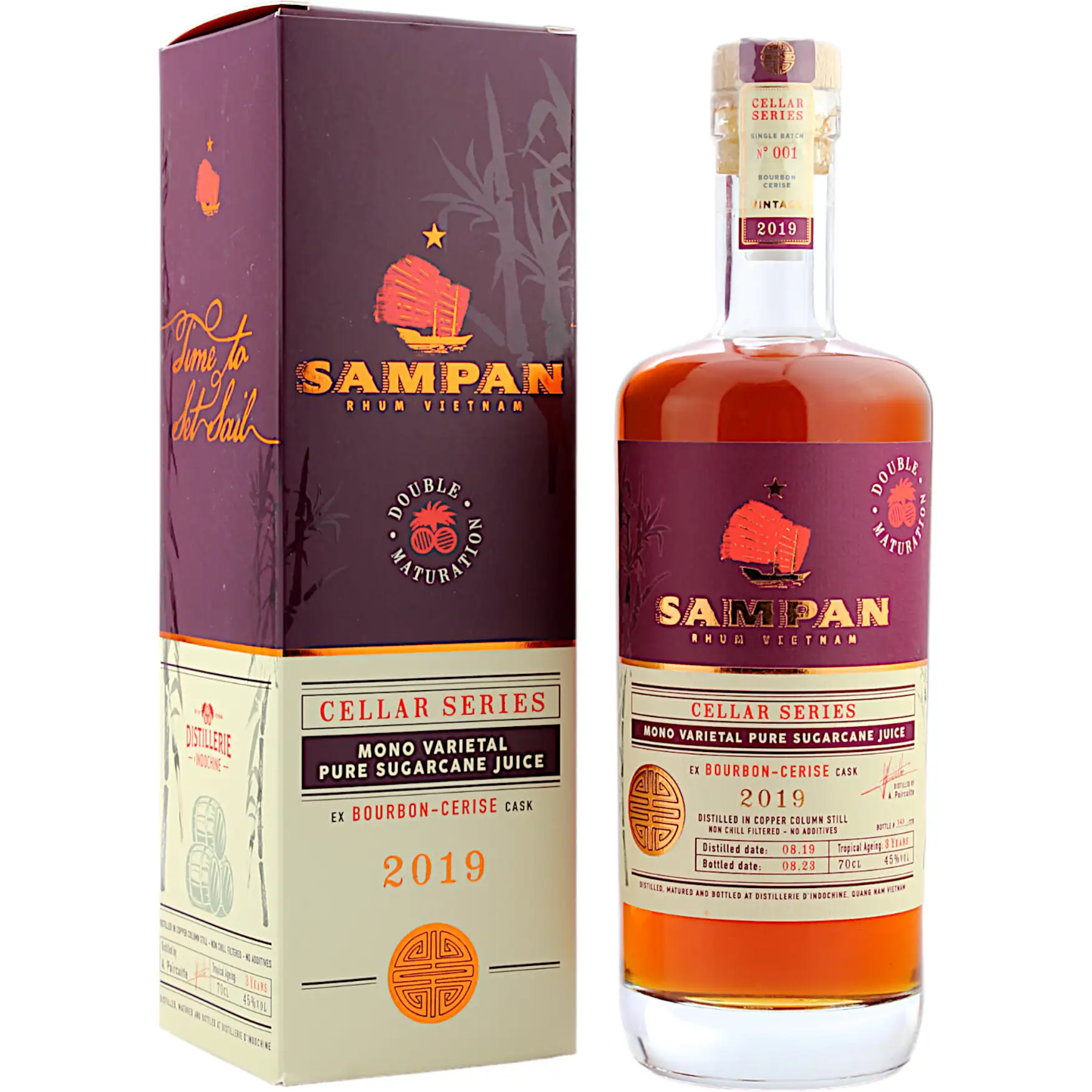 Bottle of Distillerie d’Indochine Sampan Ex Bourbon-Cerise Cask 2019