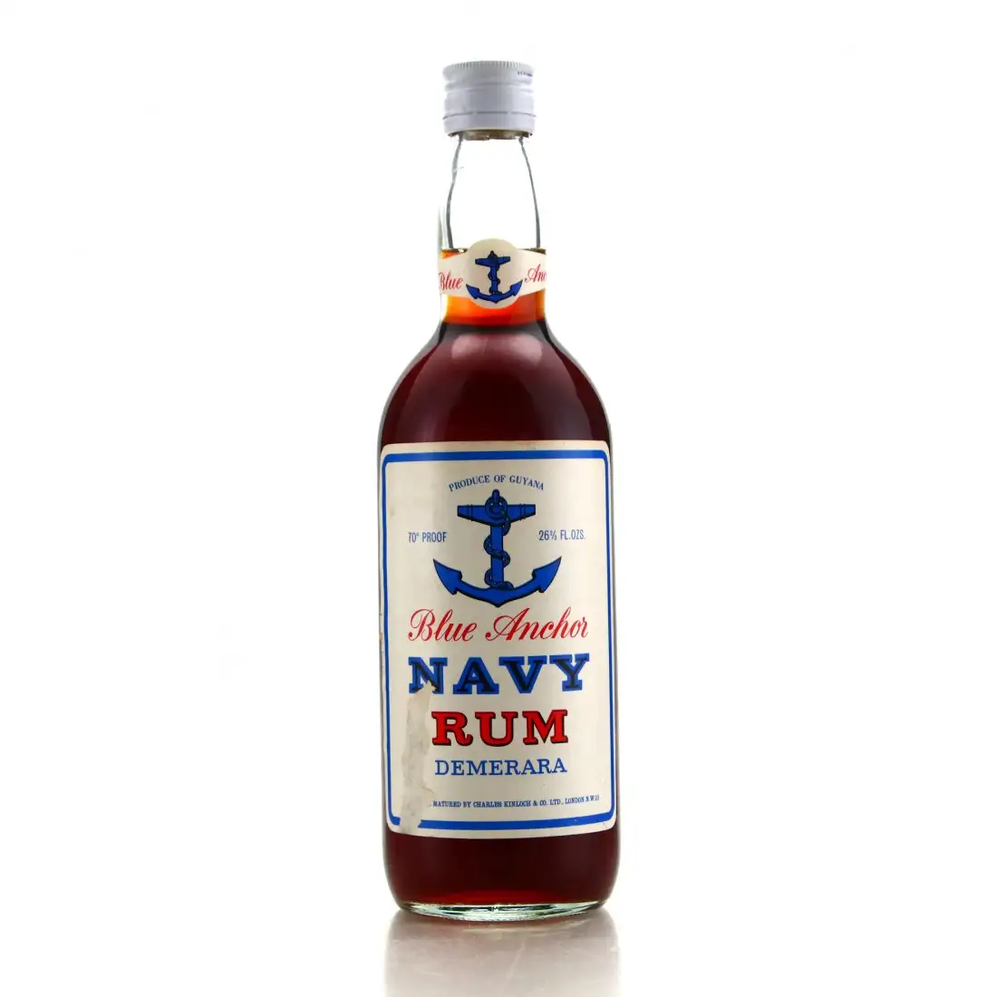 Bottle of Charles Kinloch & Co. Blue Anchor Demerara Navy Rum 1970s