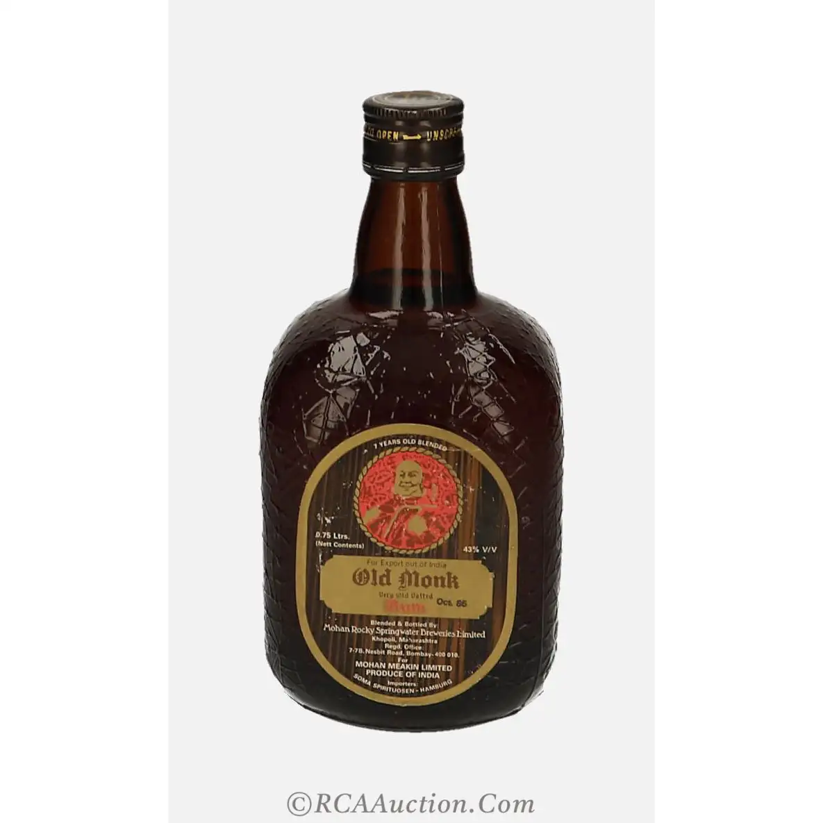 Bottle of Mohan Meakin Distillery Old Monk Very Old Vatted Rum