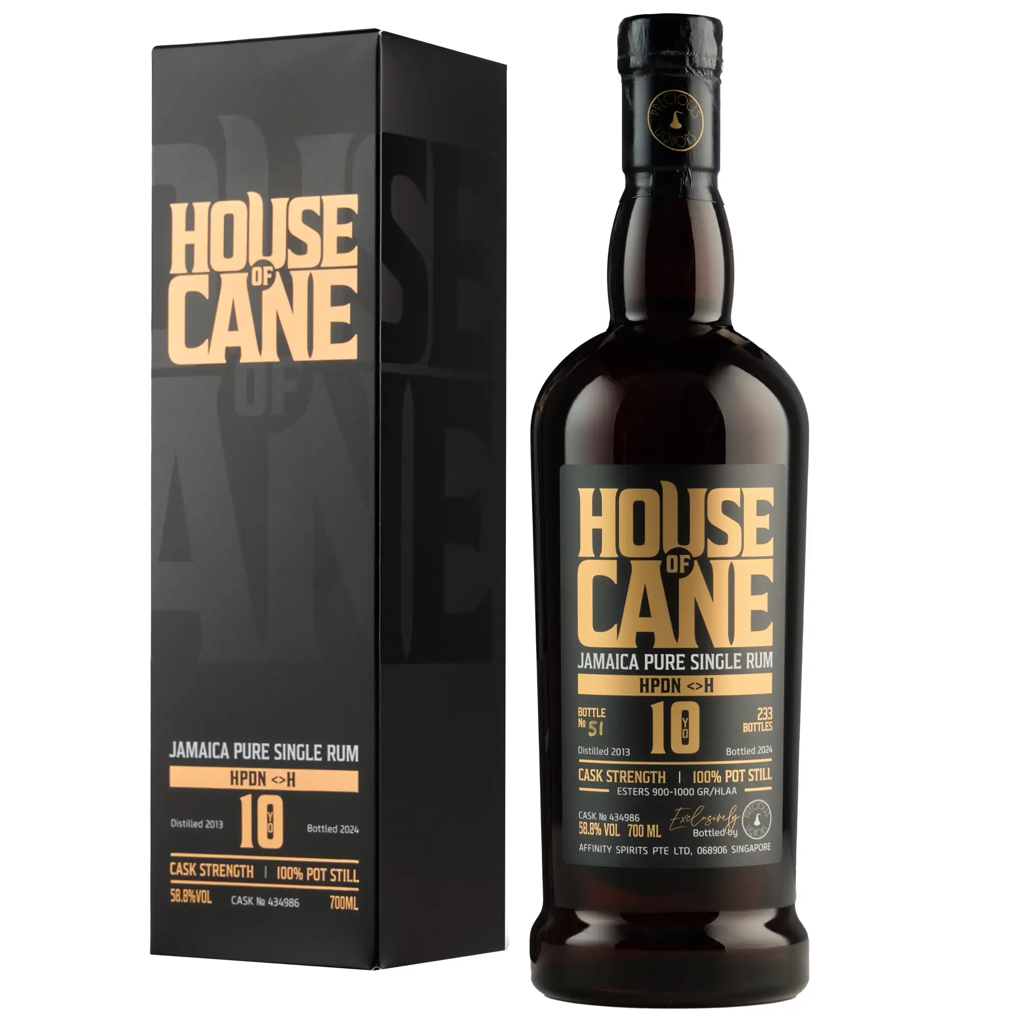 Bottle of Precious Liquors Hampden House of Cane Jamaica Pure Single Rum <>H 2013