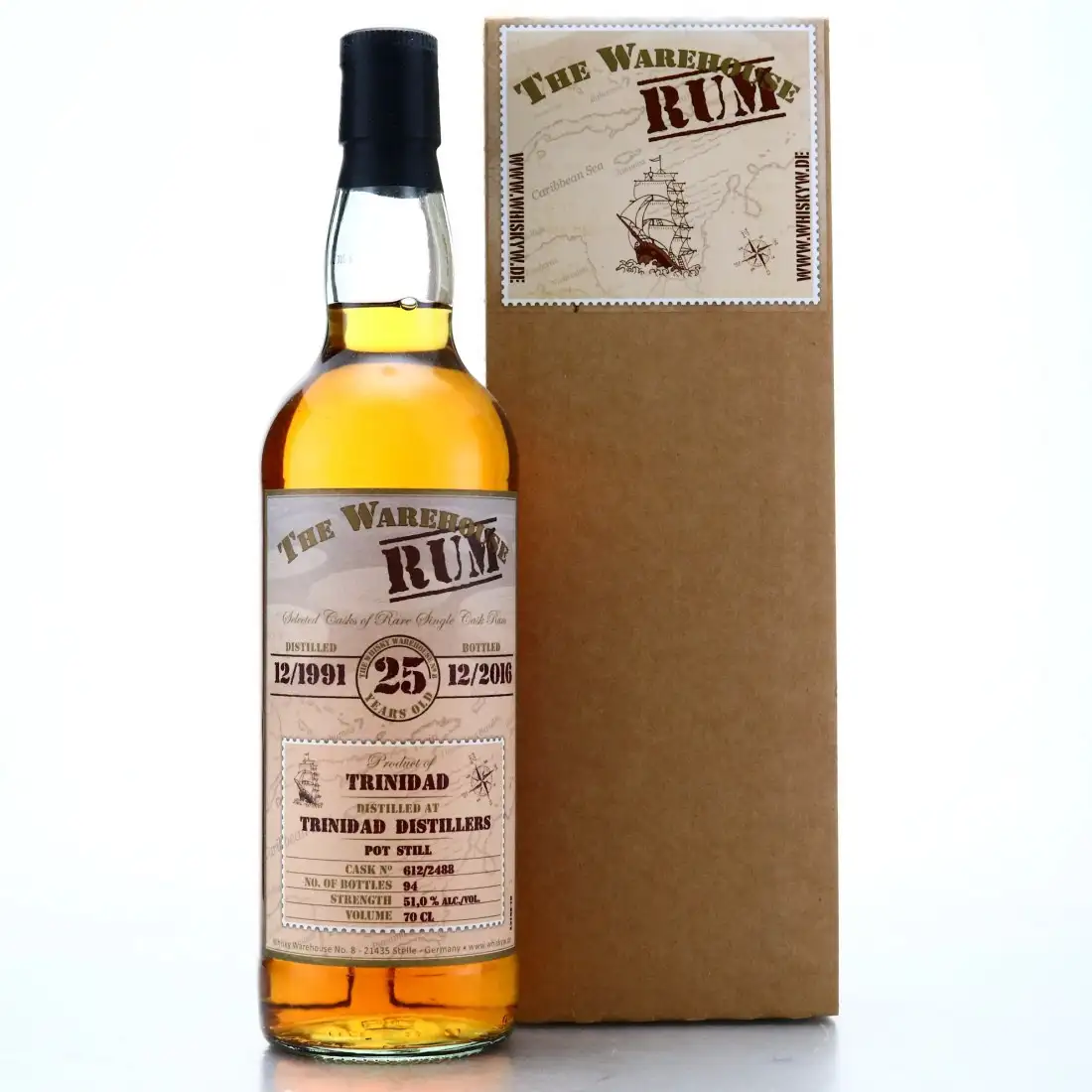 Bottle of The Warehouse Rum T.D.L Trinidad 1991