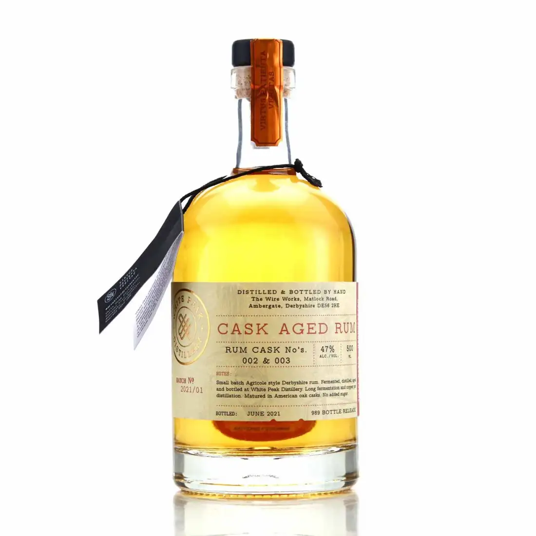 Bottle of Wire Works White Peak Small Batch Cask Aged Rum Batch 2021