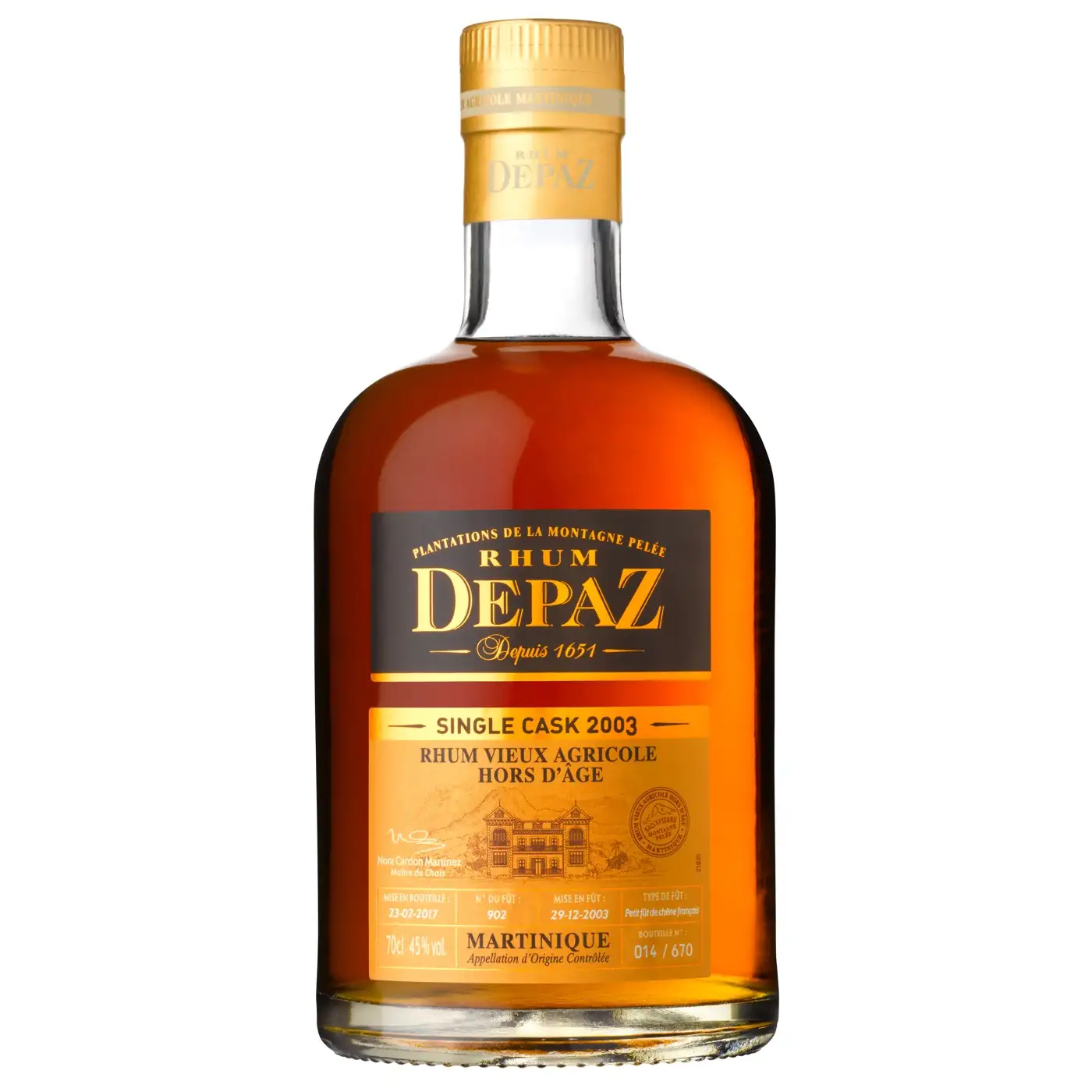 Bottle of Depaz Single Cask 2003