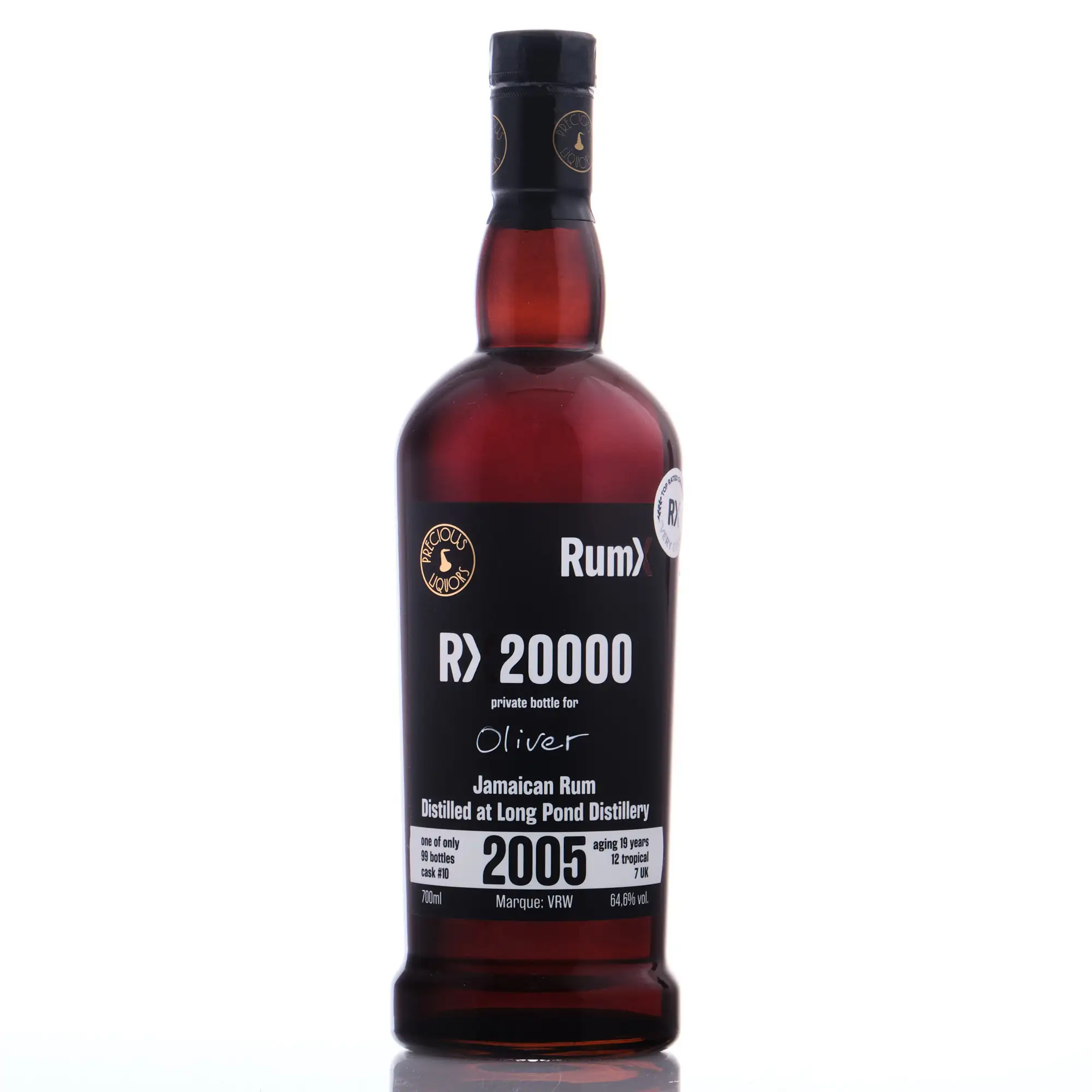 Hochauflösendes Bild von Precious Liquors Long Pond Jamaican Rum (Selected by RumX) VRW 2005