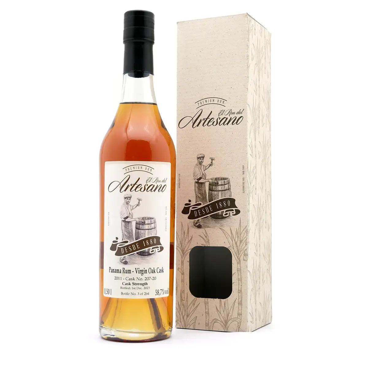 Hochauflösendes Bild von El Ron del Artesano Panama Rum - Virgin Oak Cask Strength 2011