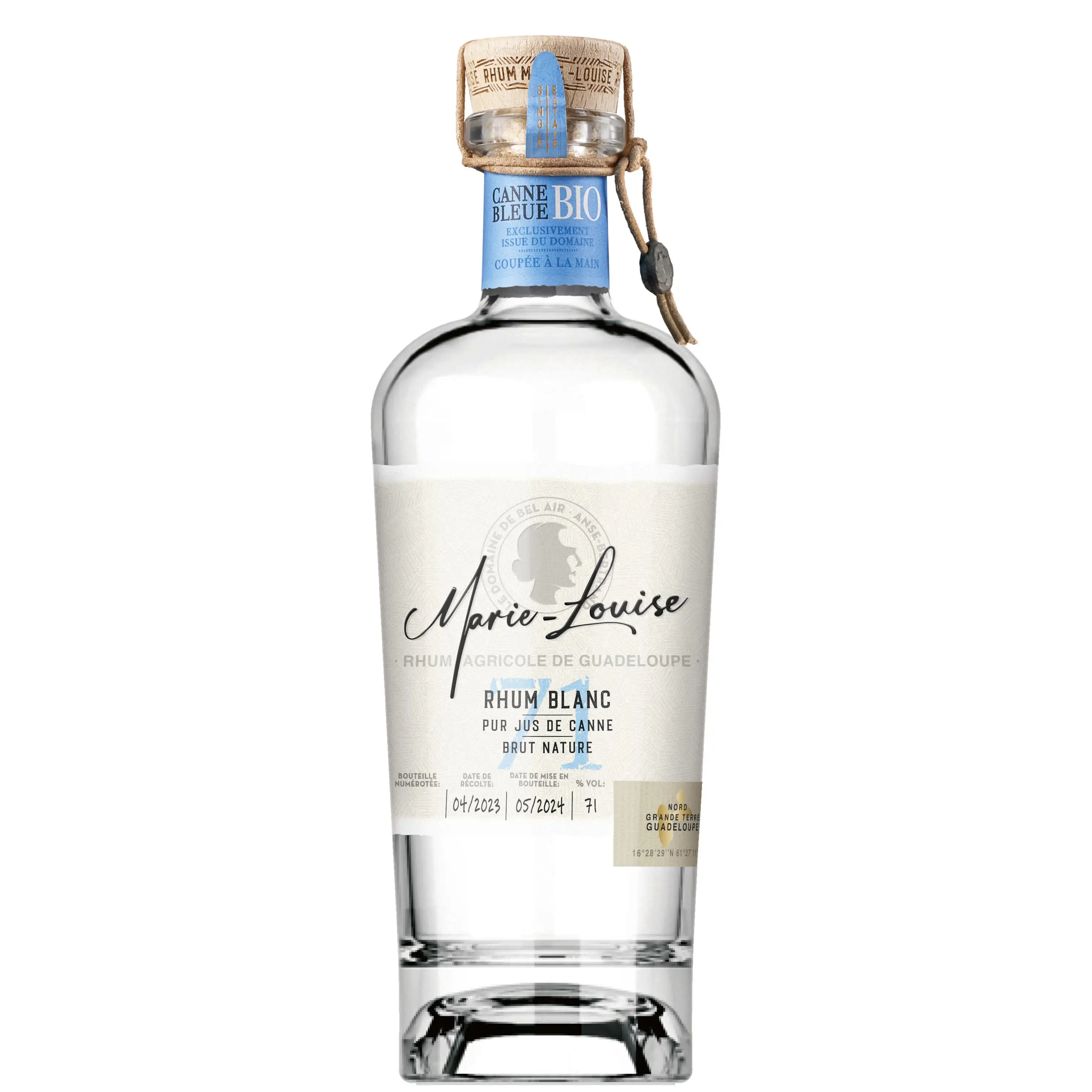 Hochauflösendes Bild von Domaine de Bel Air Carrere Marie Louise Rhum Blanc (Pur Jus de Canne Brut Nature) 2023