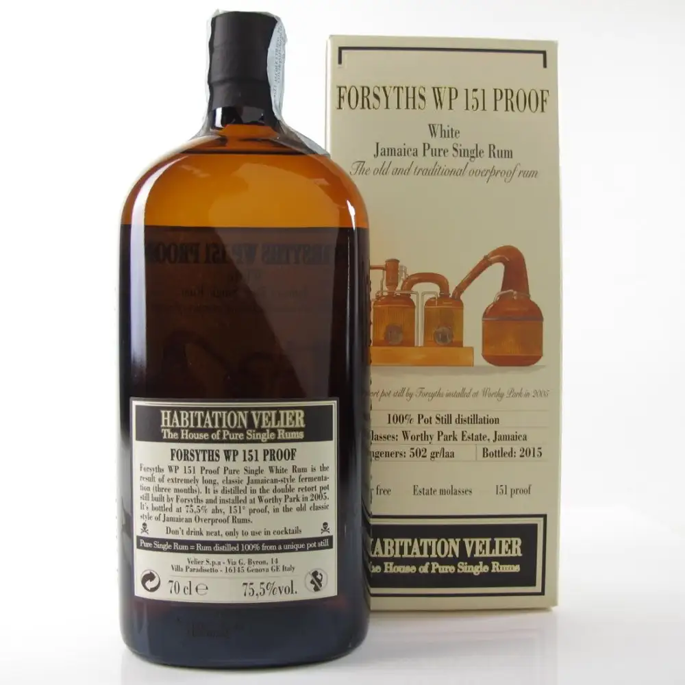 Hochauflösendes Bild von Habitation Velier Worthy Park Forsyths 151 Proof White 2015