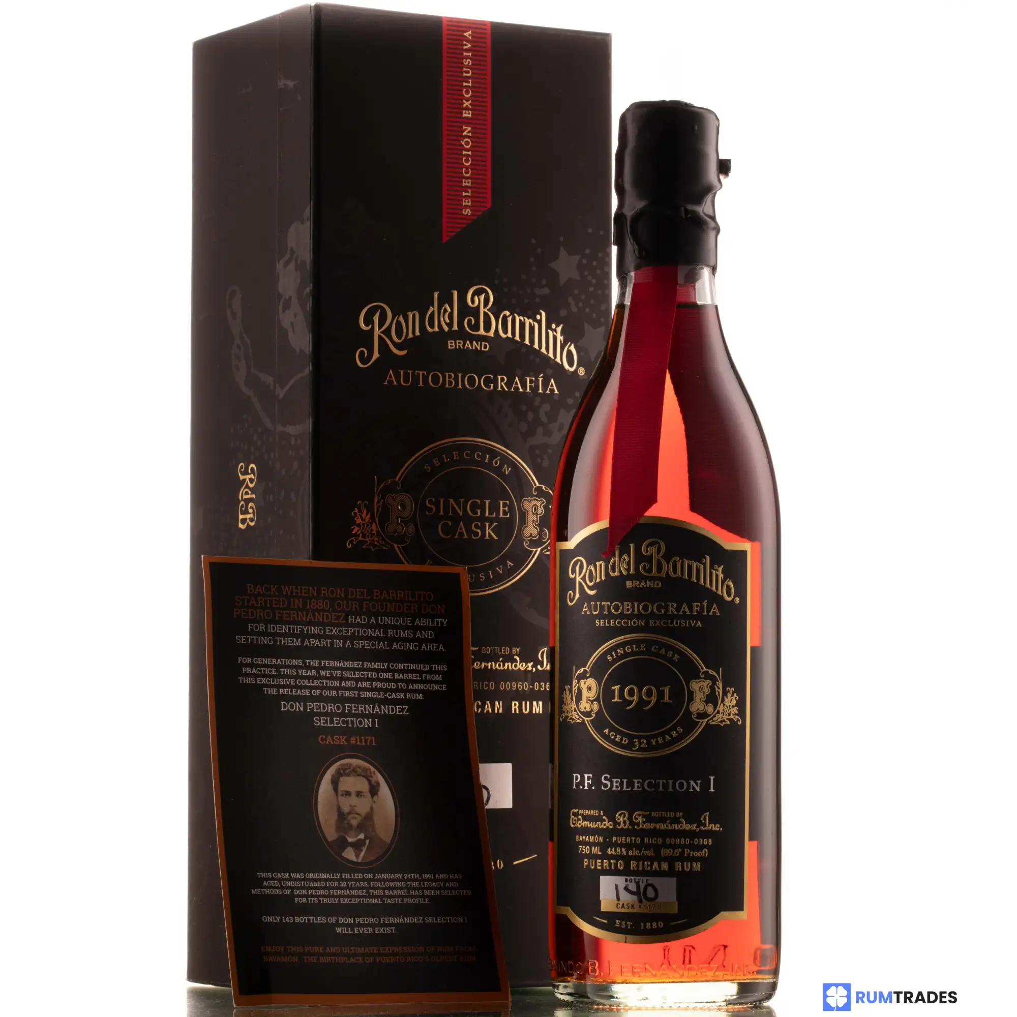 Bottle of Edmundo B. Fernandez Ron del Barrilito Autobiografía P.F. Selection I 1991