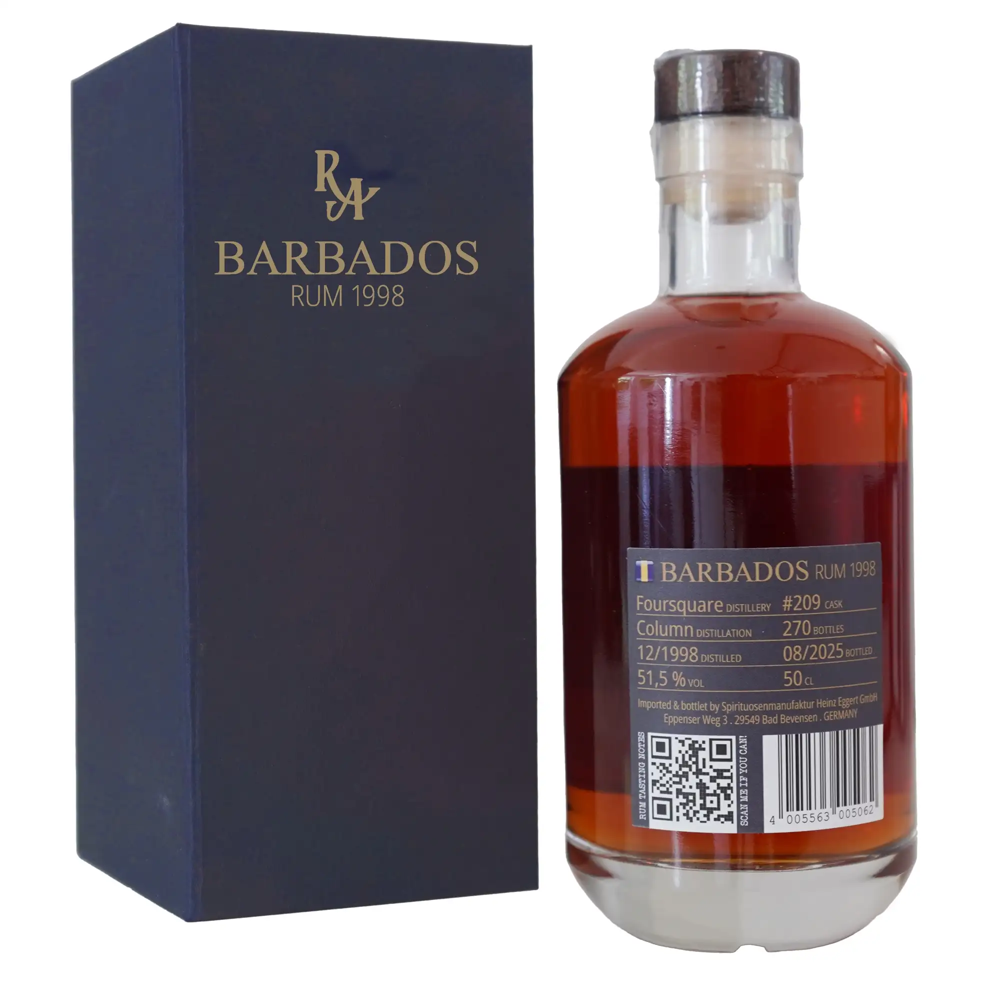 Hochauflösendes Bild von Foursquare RA Barbados Rum 1998