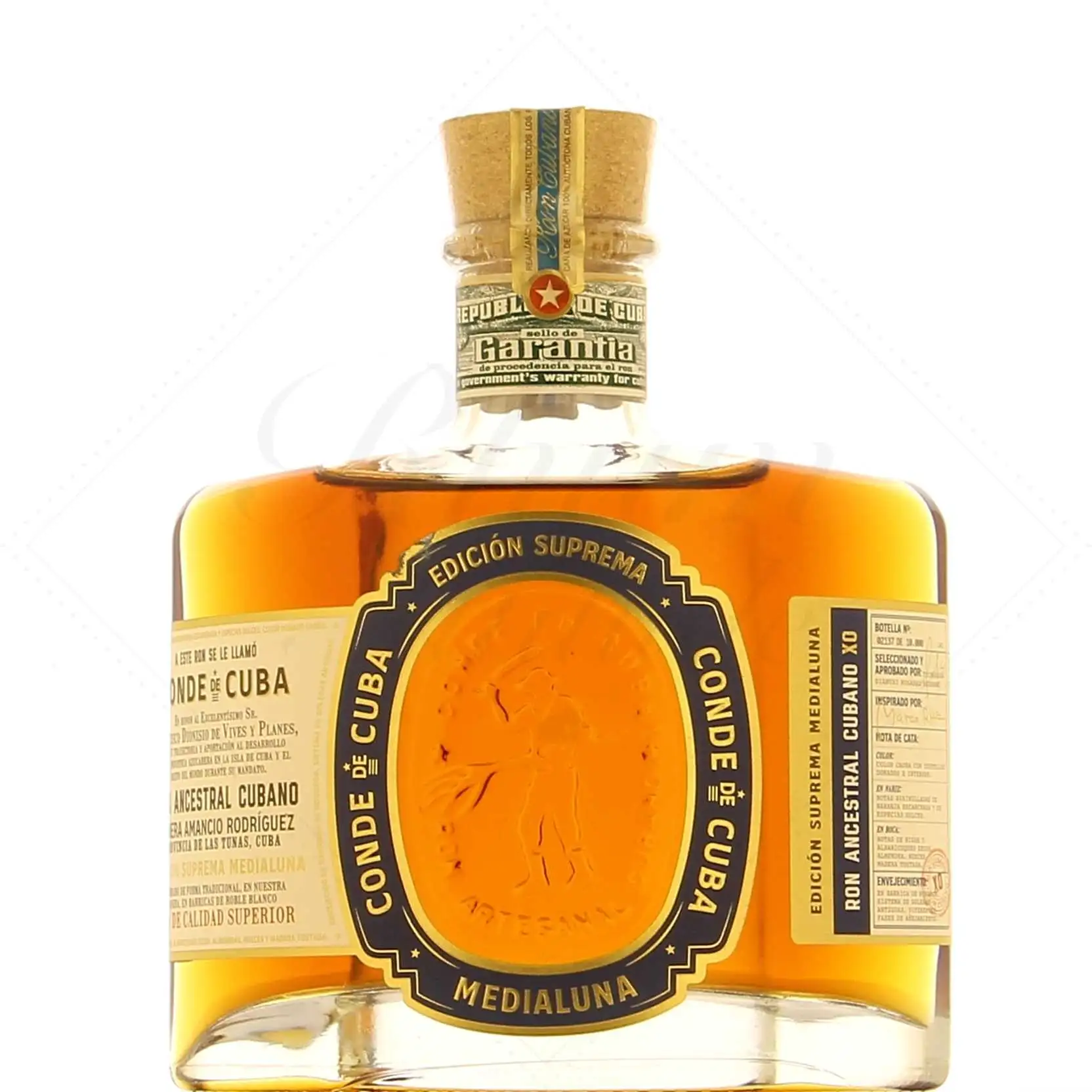Bottle of Conde de Cuba Edición Suprema Medialuna XO