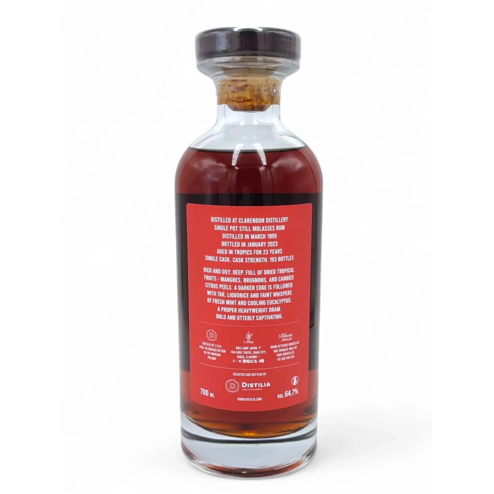 Hochauflösendes Bild von Distilia Clarendon Finest Jamaican Rum (Rhum Attitude &amp; Bar Lamp) 1995