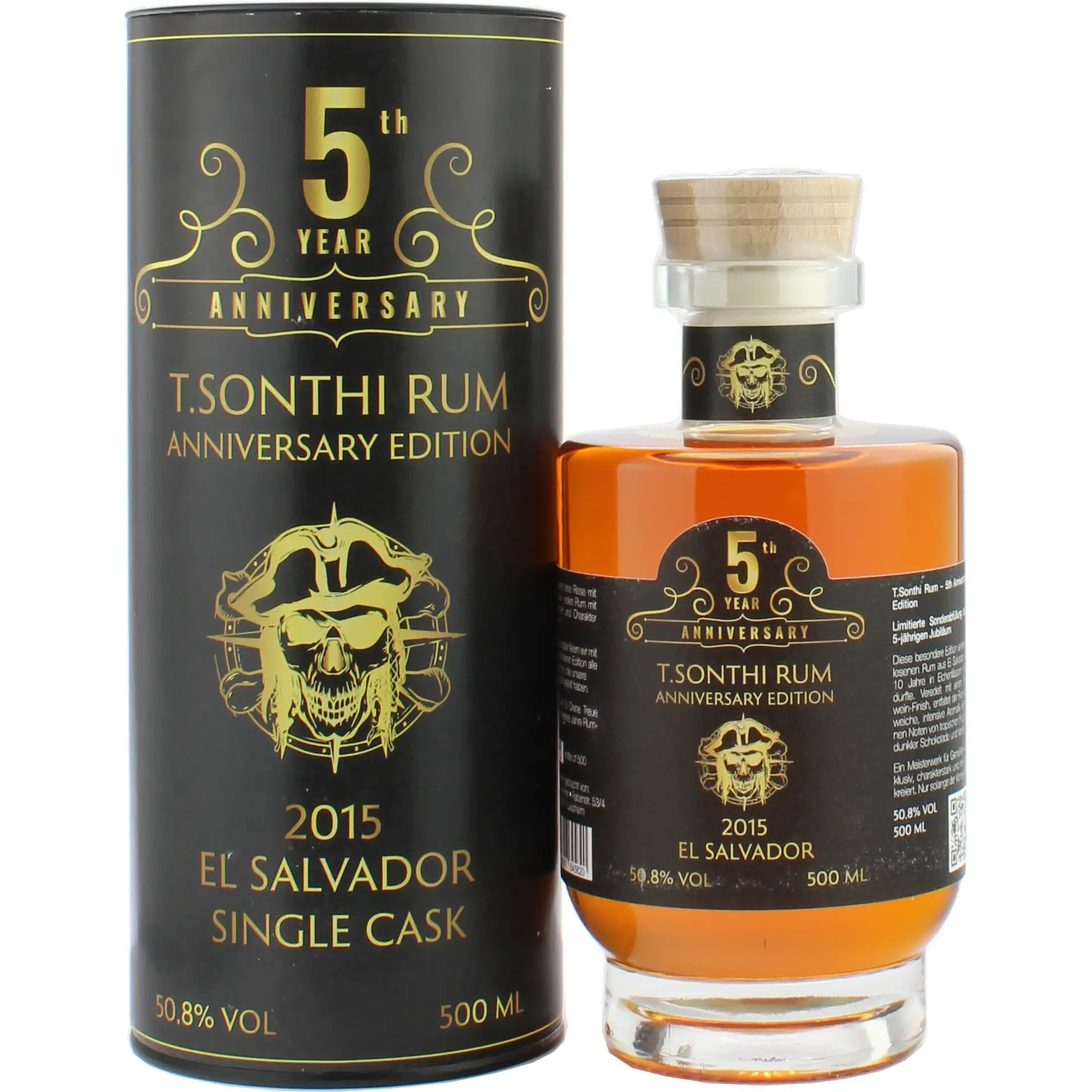 Bottle of Thomas Sontheimer T.Sonthi 5th Anniversary Rum 2015/2025 El Salvador