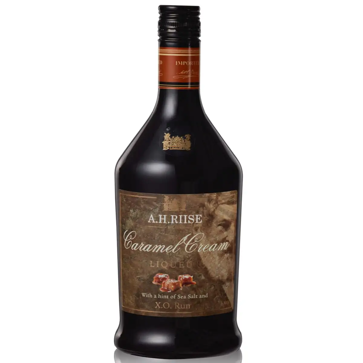 Bottle of A.H. Riise Rum Cream Caramel Cream Liqueur