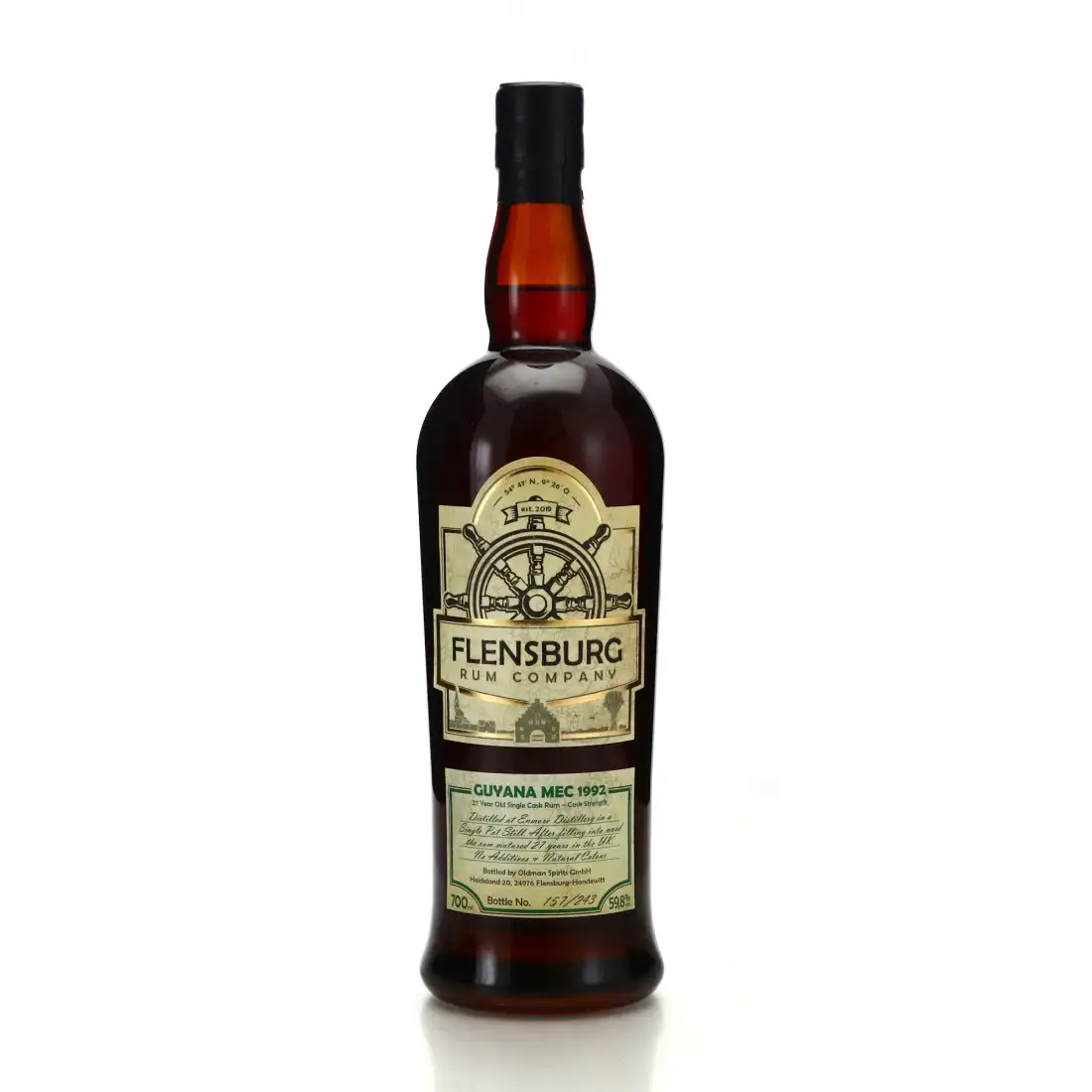 Bottle of Enmore Flensburg Rum Company Guyana MEC 1992