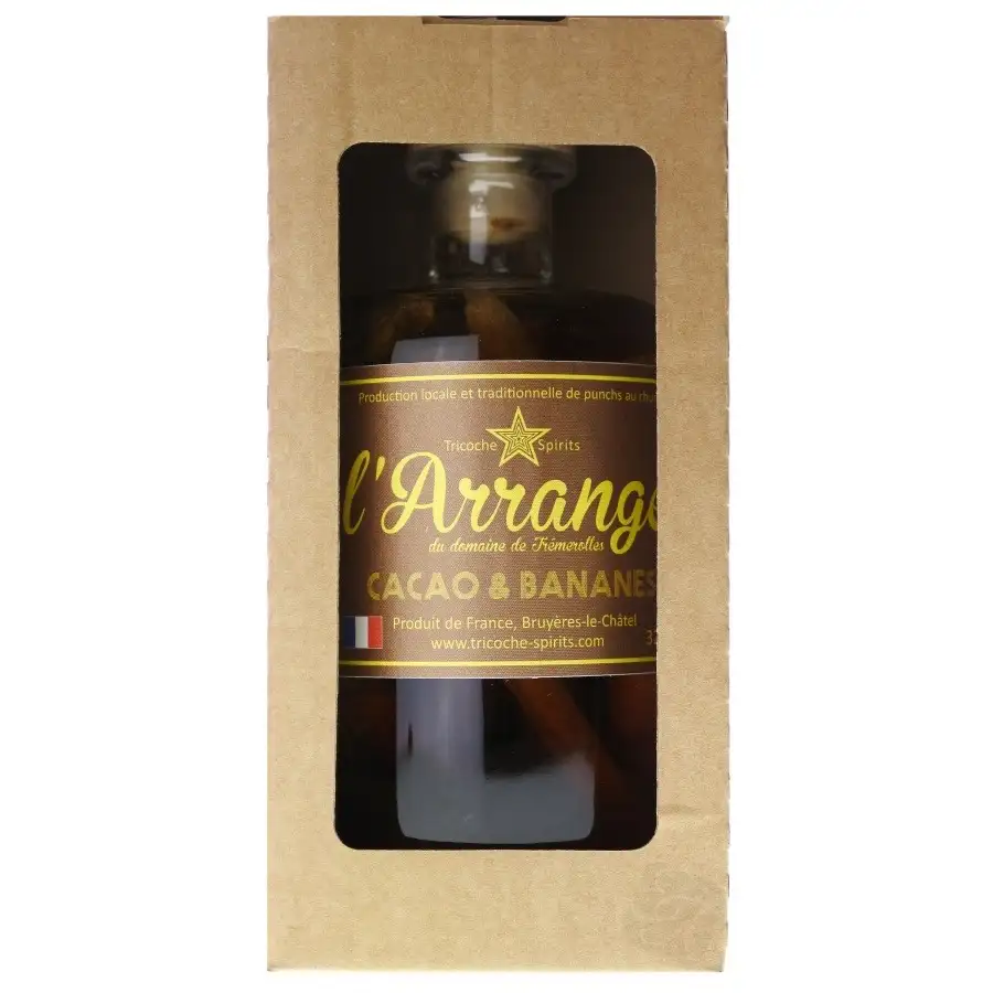 Bottle of Tricoche Spirits L’Arrangé Banane Fèves de Cacao