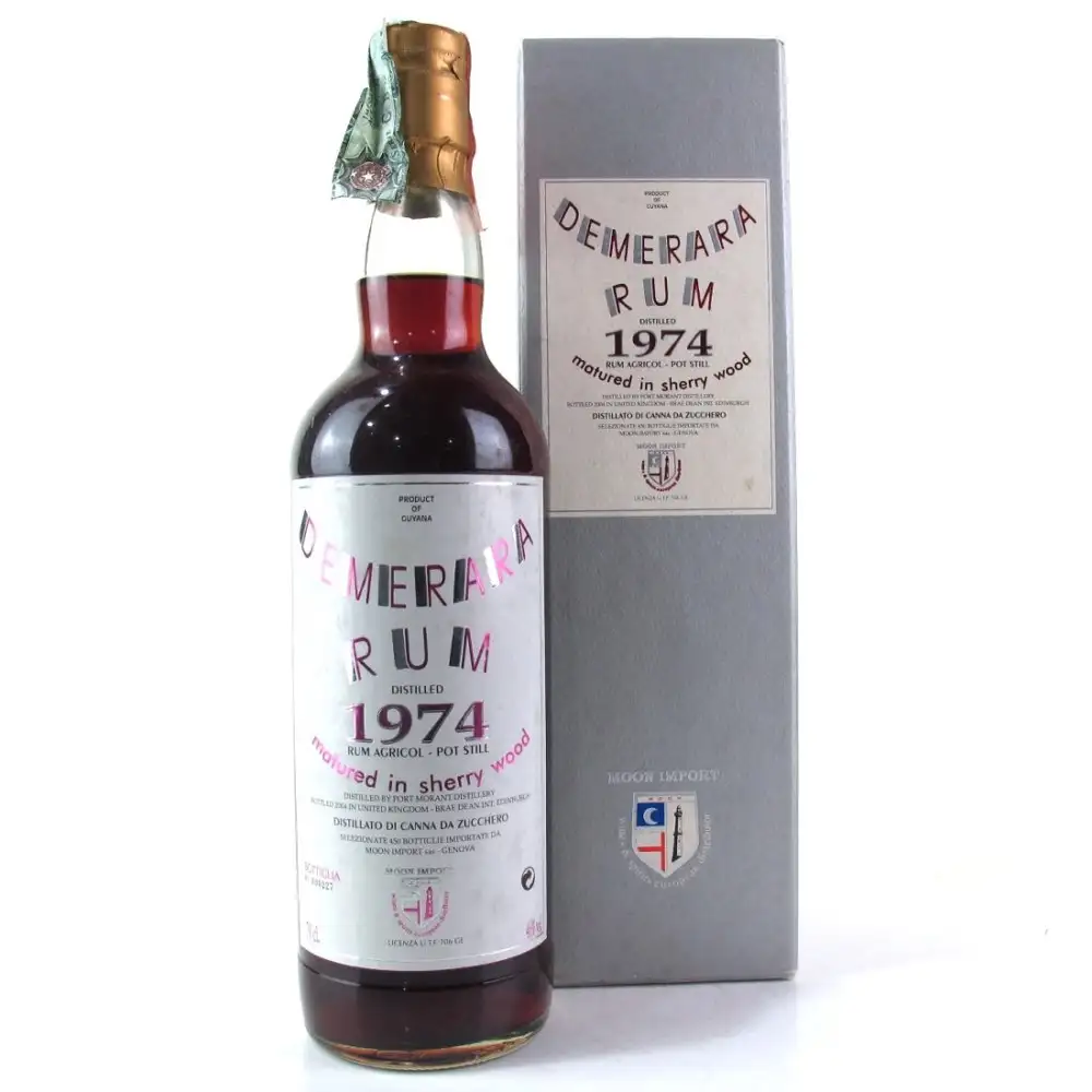 Bottle of Moon Import Port Mourant Demerara Rum 1974