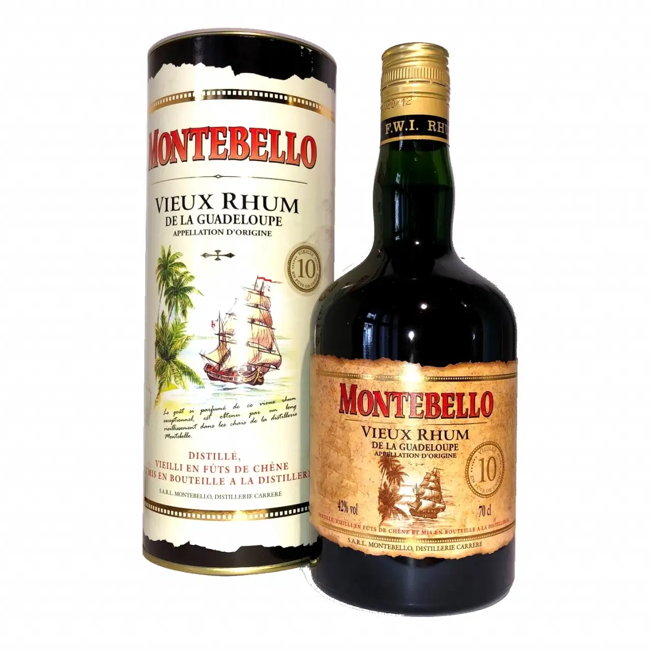 Bottle of Carrere Montebello Rhum Vieux 10 ans 2002