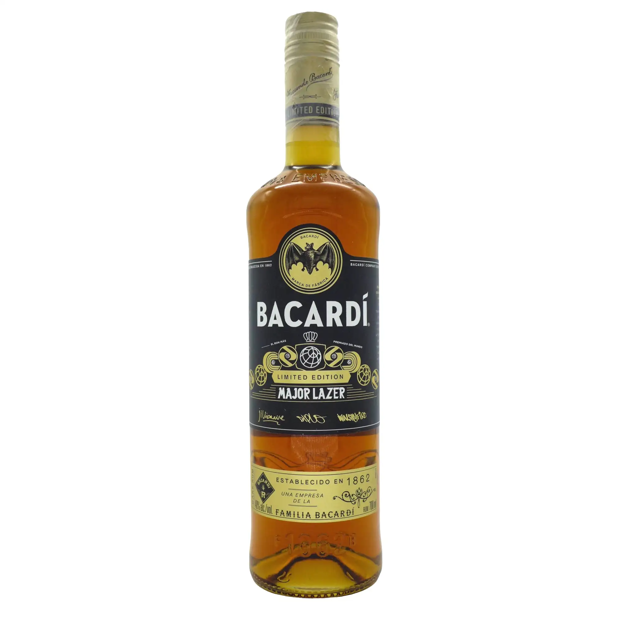 Bottle of Bacardi Major Lazer