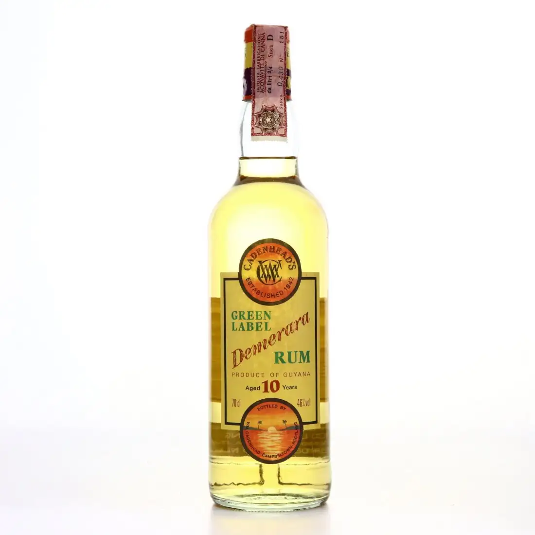 Hochauflösendes Bild von Cadenhead‘s Green Label Demerara Rum 1998