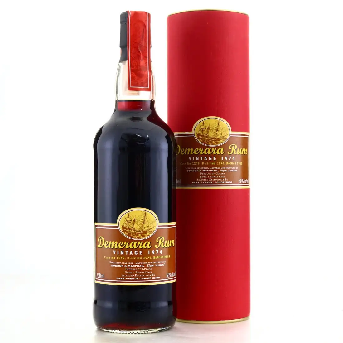 Bottle of Gordon & MacPhail Demerara Rum (Park Avenue Liquor Shop) 1974