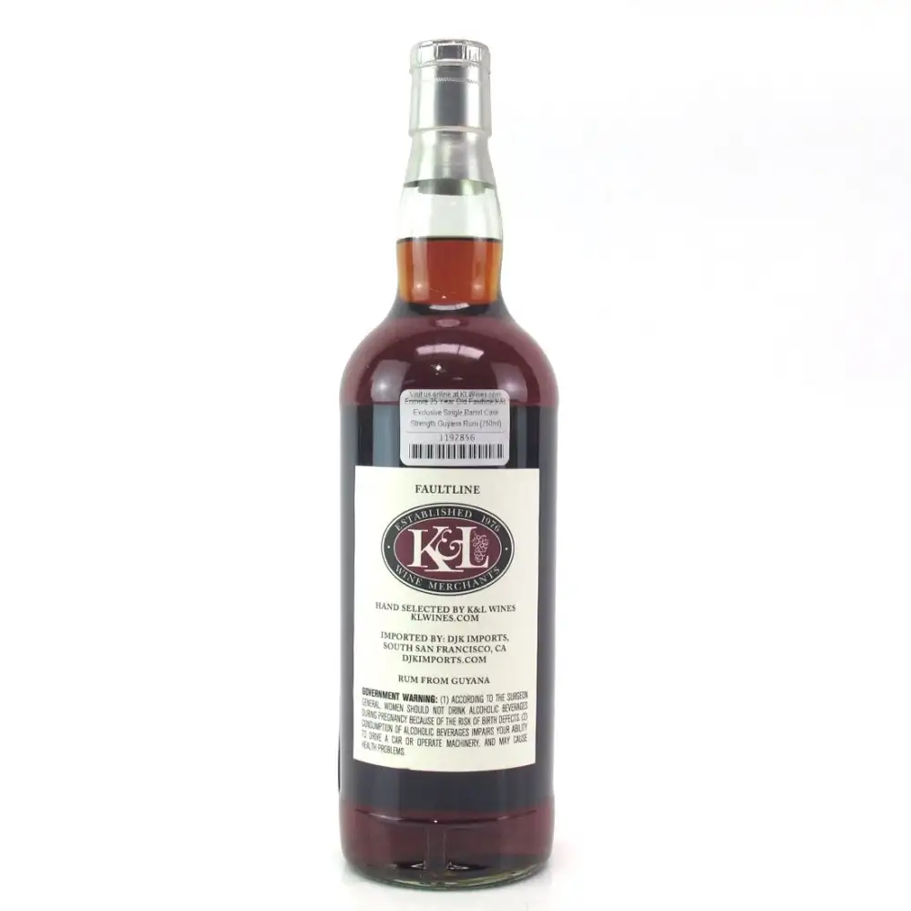 Hochauflösendes Bild von K&L Wines Enmore Faultline Rum Demerara 1989